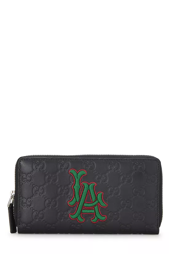 Pre-Owned Black Guccissima LA Dodgers Zip Wallet QFAJXZ3GKB001