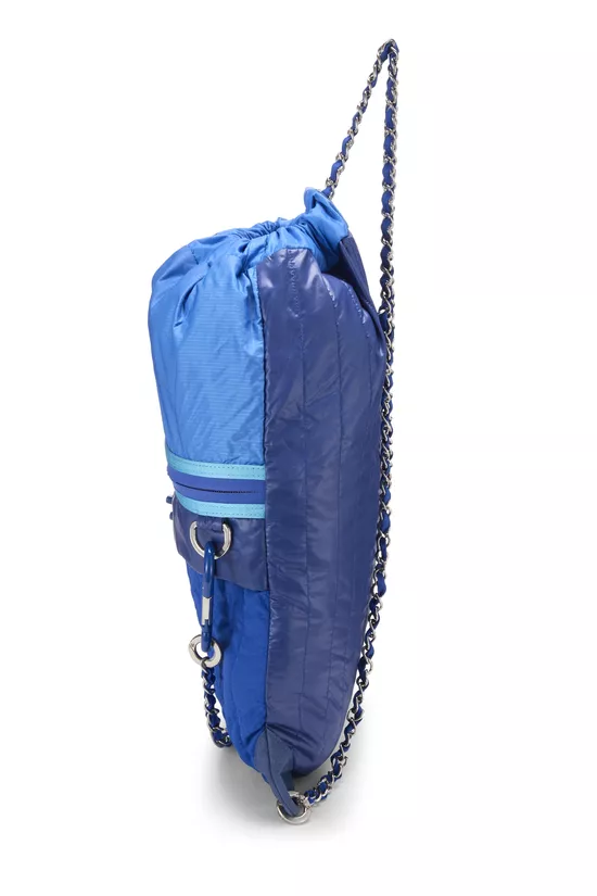 Pre-Owned Blue Nylon Coco Neige Drawstring Backpack Q6B65L21BB000
