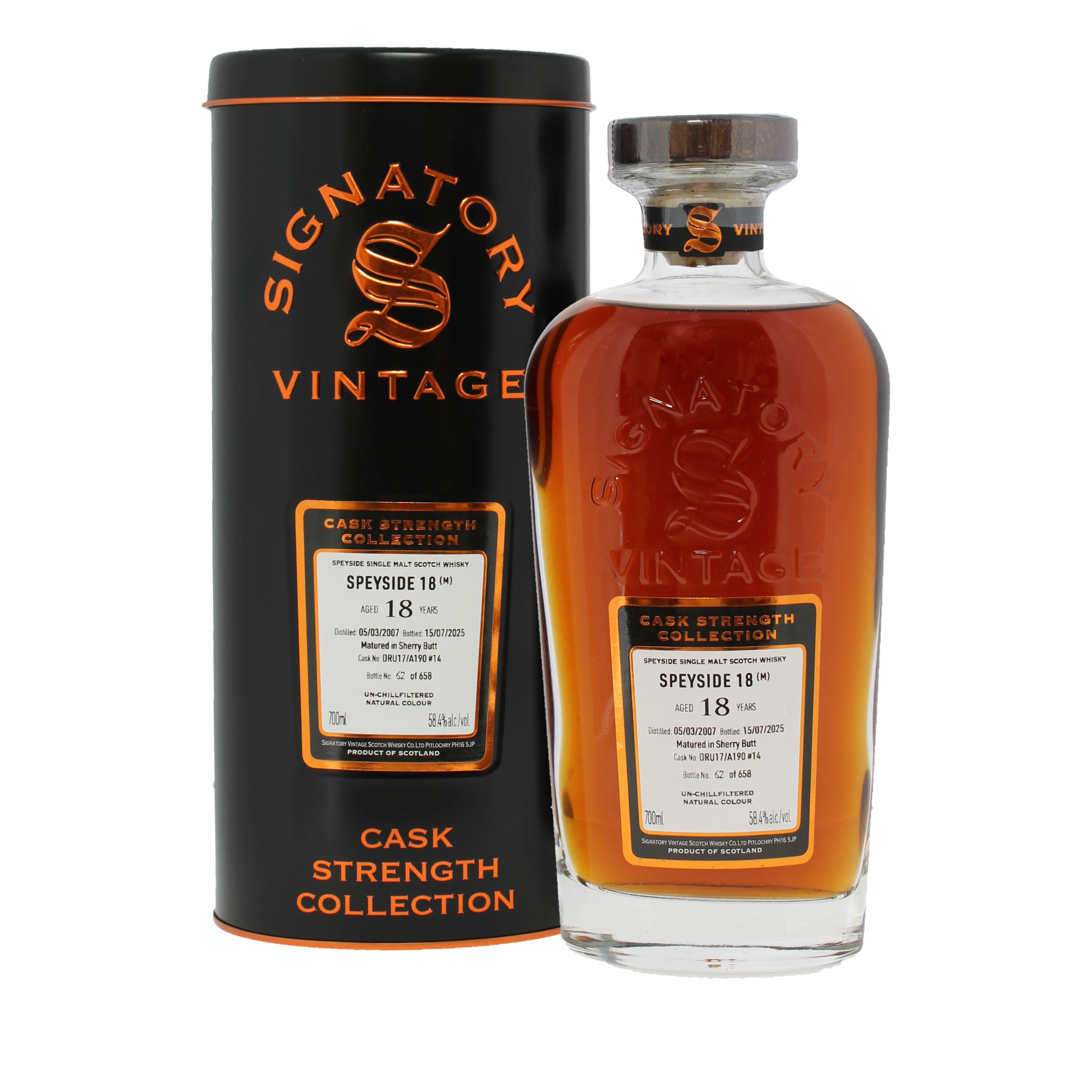 Signatory Vintage Speyside (M) 2007 18 Year Old #14 Single Cask