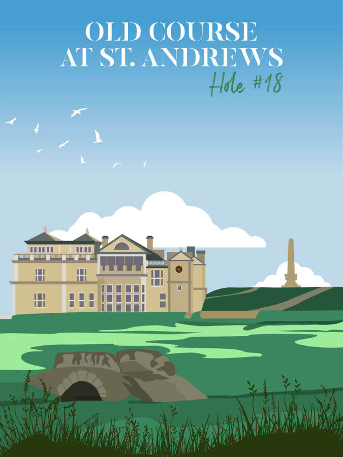 Old Course at St Andrews 18th Hole Poster - Winter Museo