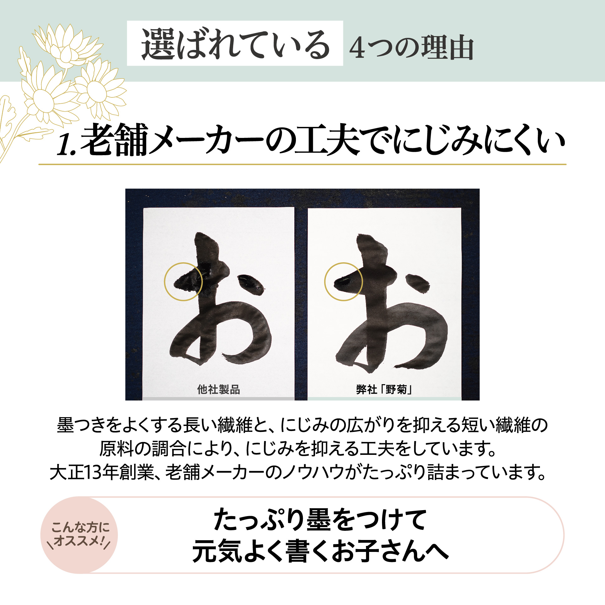 書道 機械漉き半紙 野菊 100枚 2パック200枚 厚手でにじみが少ない