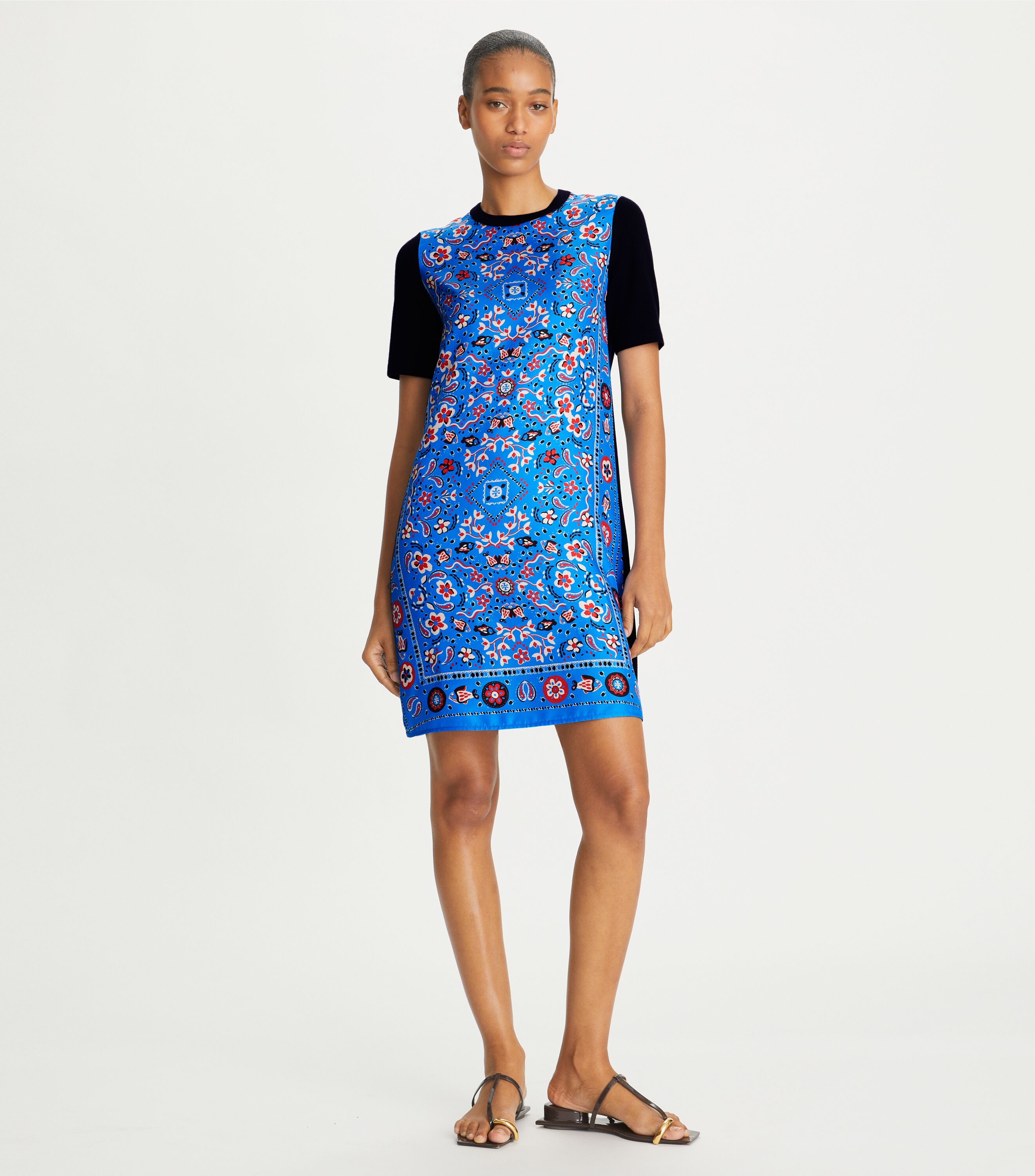 Silk-Front Sweater Dress, Cobalt Blue Pisces Dream | Tory Burch KSA