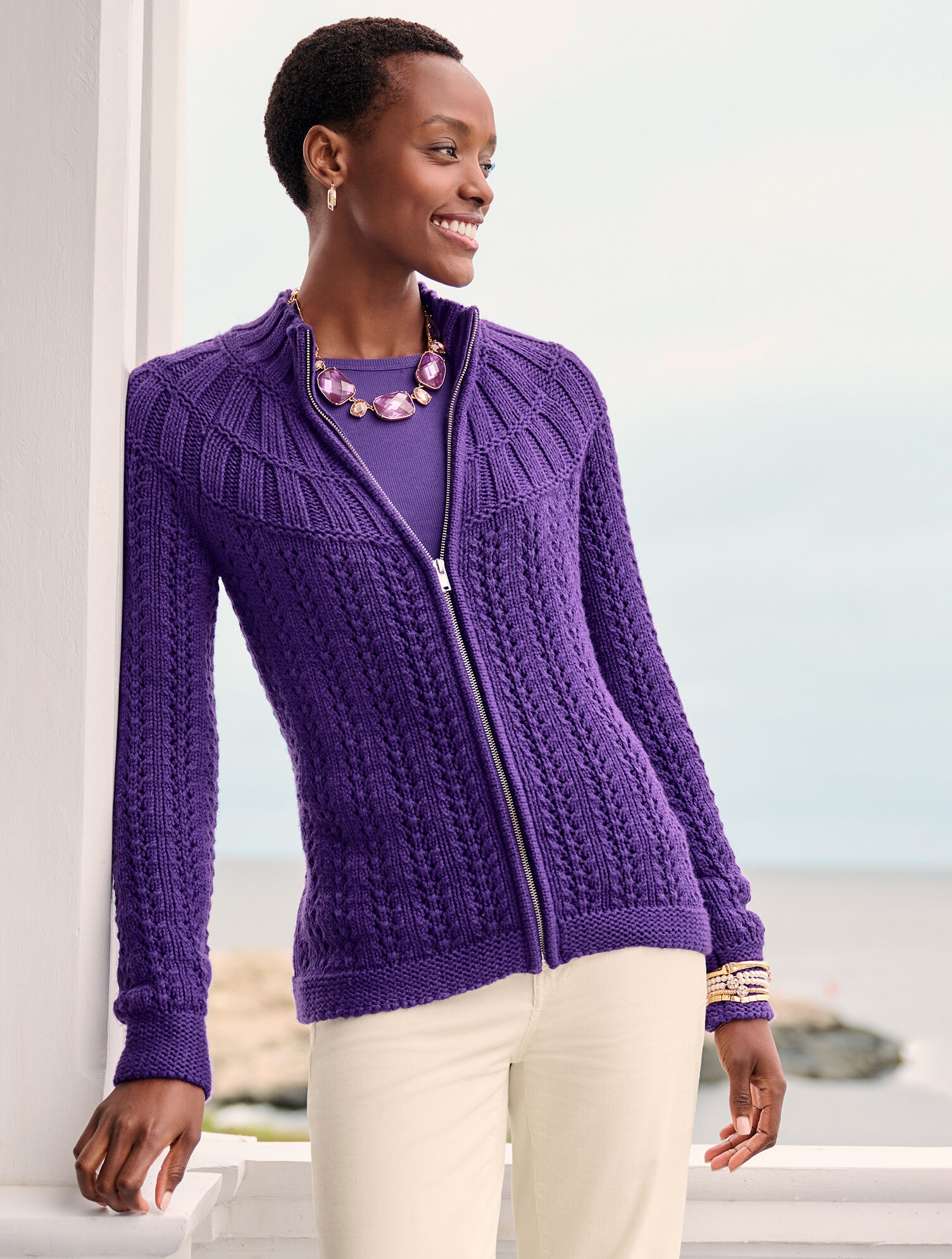 Mixed Stitch Cardigan | Talbots