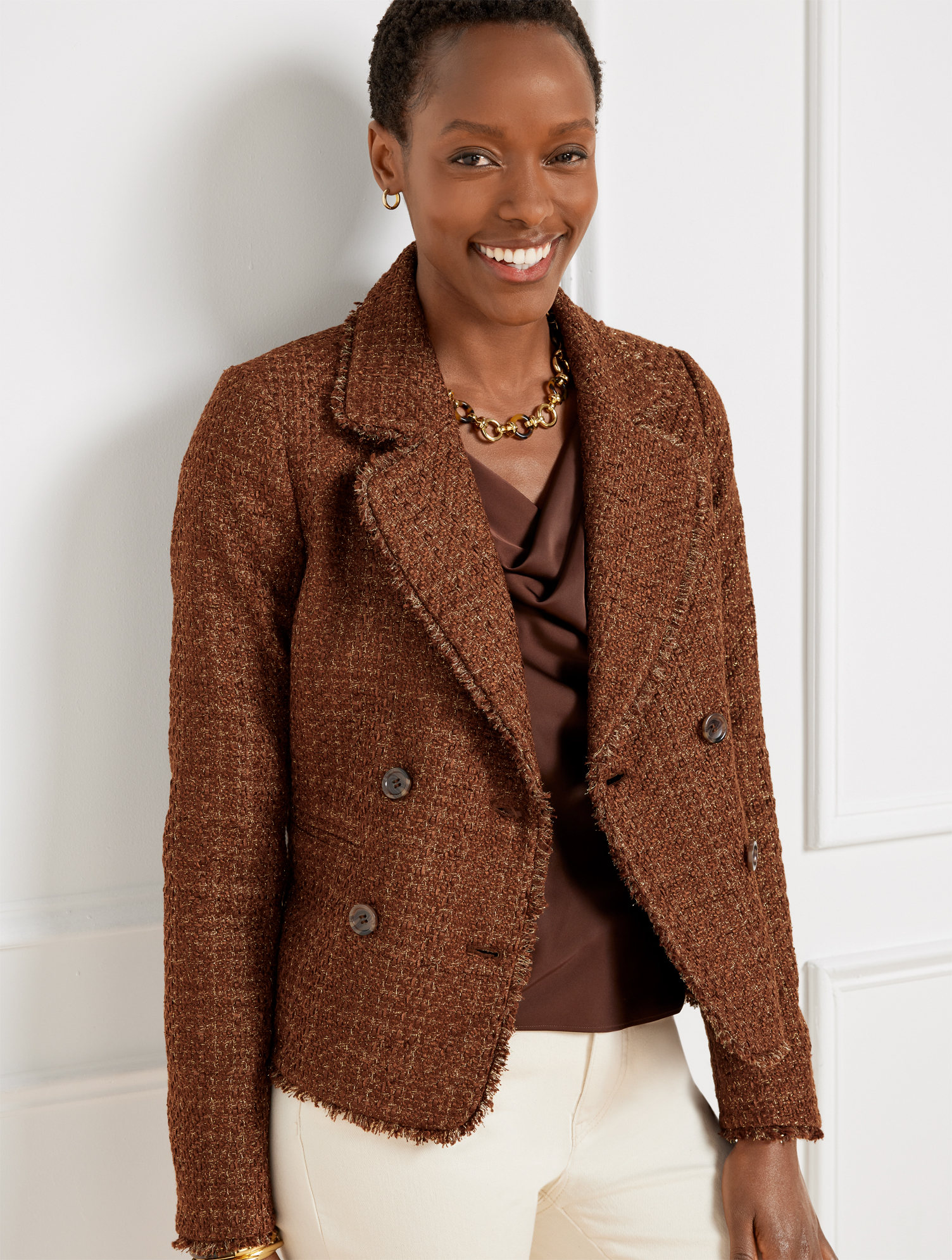 Fringe Tweed Cropped Jacket | Talbots