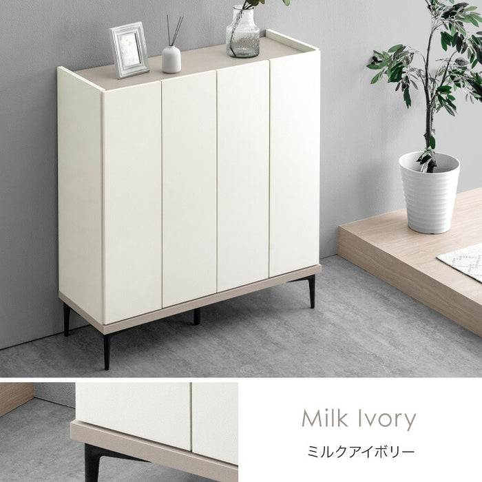 幅100] シューズボックス 大川家具 完成品 大理石調 飾り棚 ロータイプ