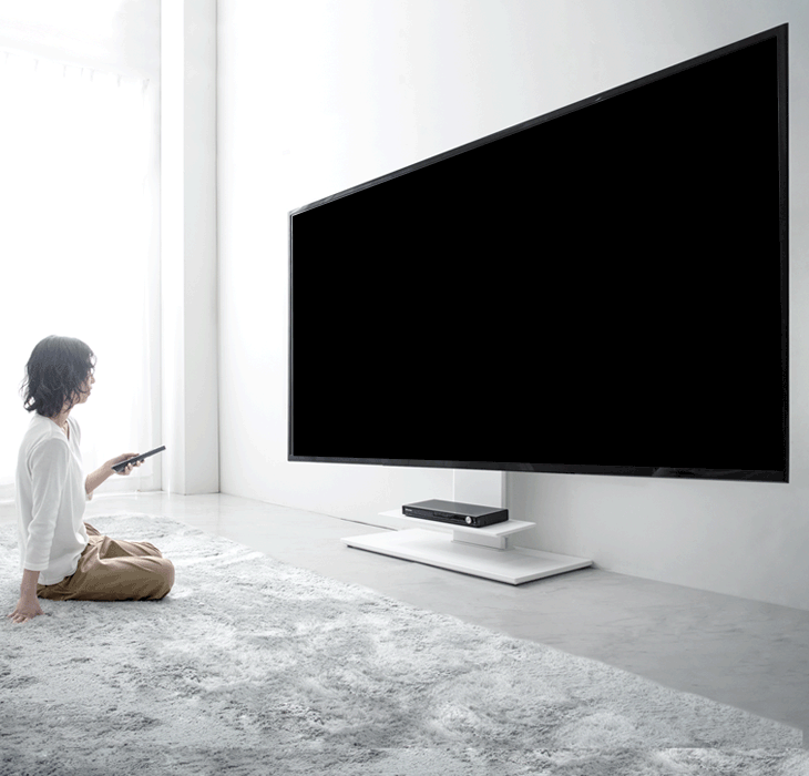 65～90インチ対応]最大90V対応 テレビスタンド 棚板付 ロータイプ 壁