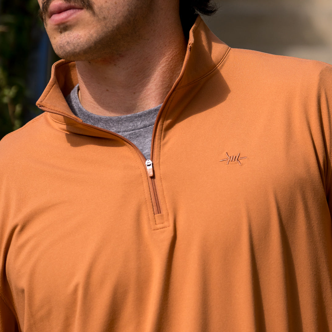Performance Hybrid Quarter Zip - Burnt Orange – Texas Standard