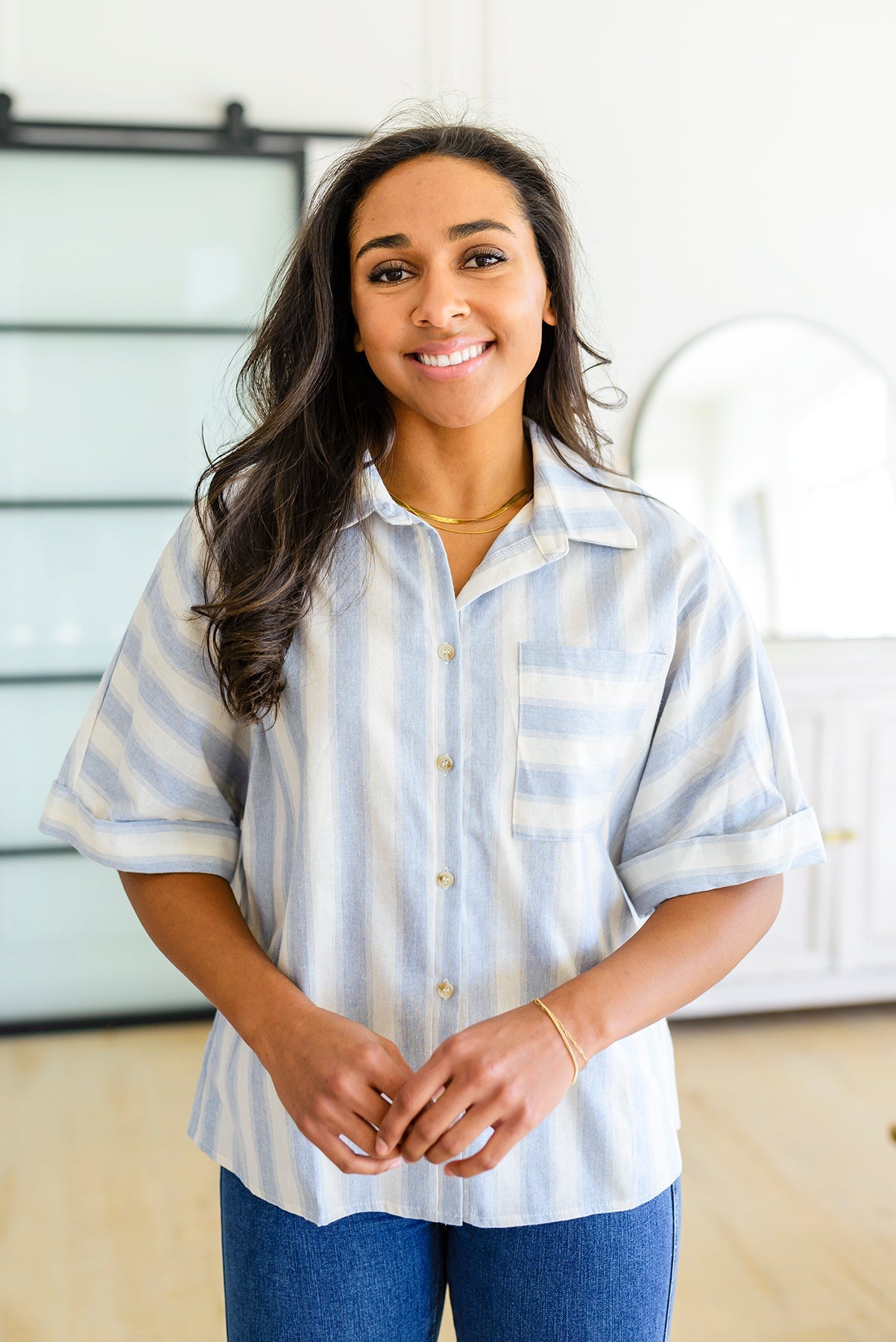 Tailored to Relax Striped Button Down - Tennessee Jane