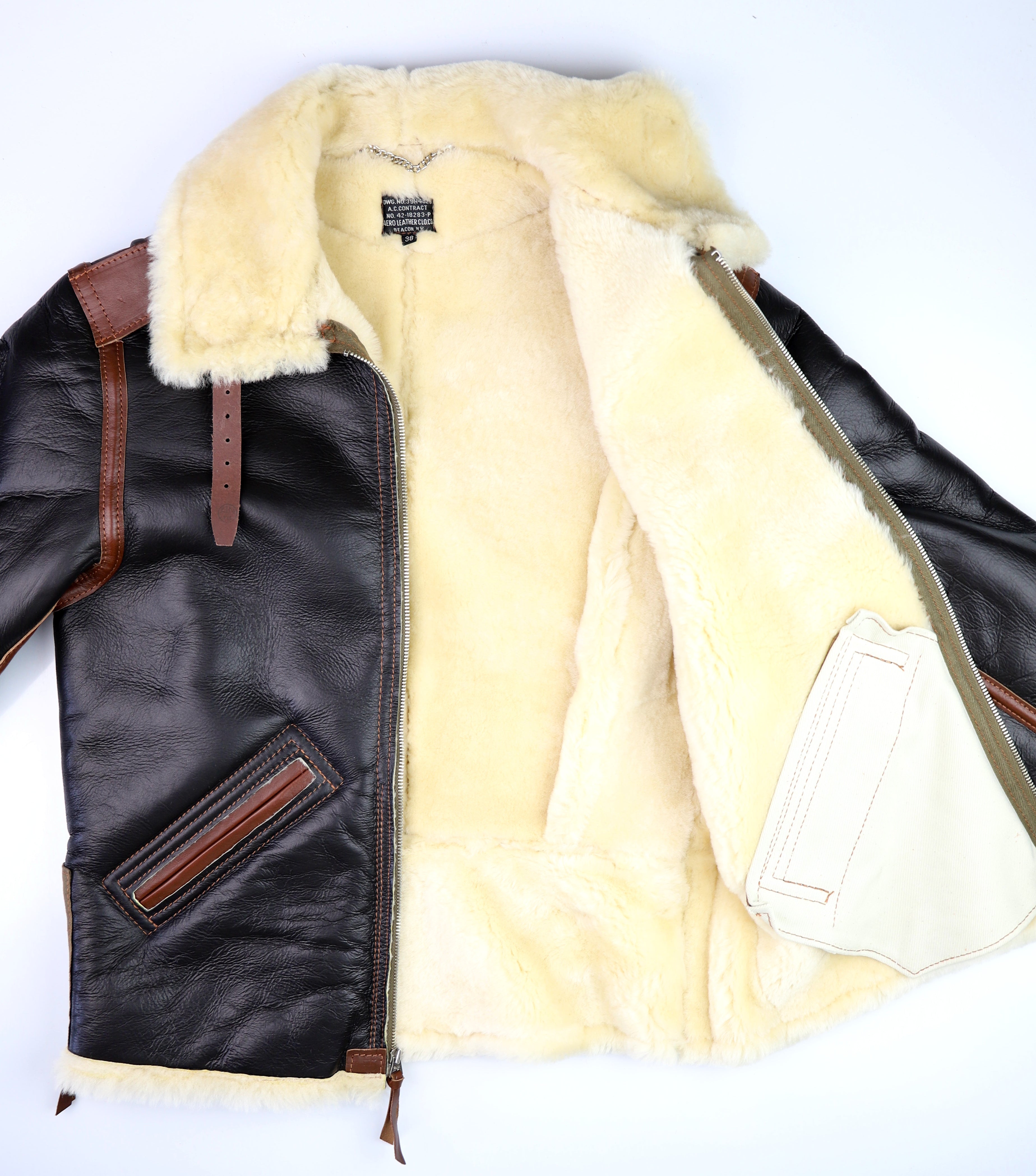 Aero B-6 Military Flight Jacket, size 38, Seal Brown with Russet