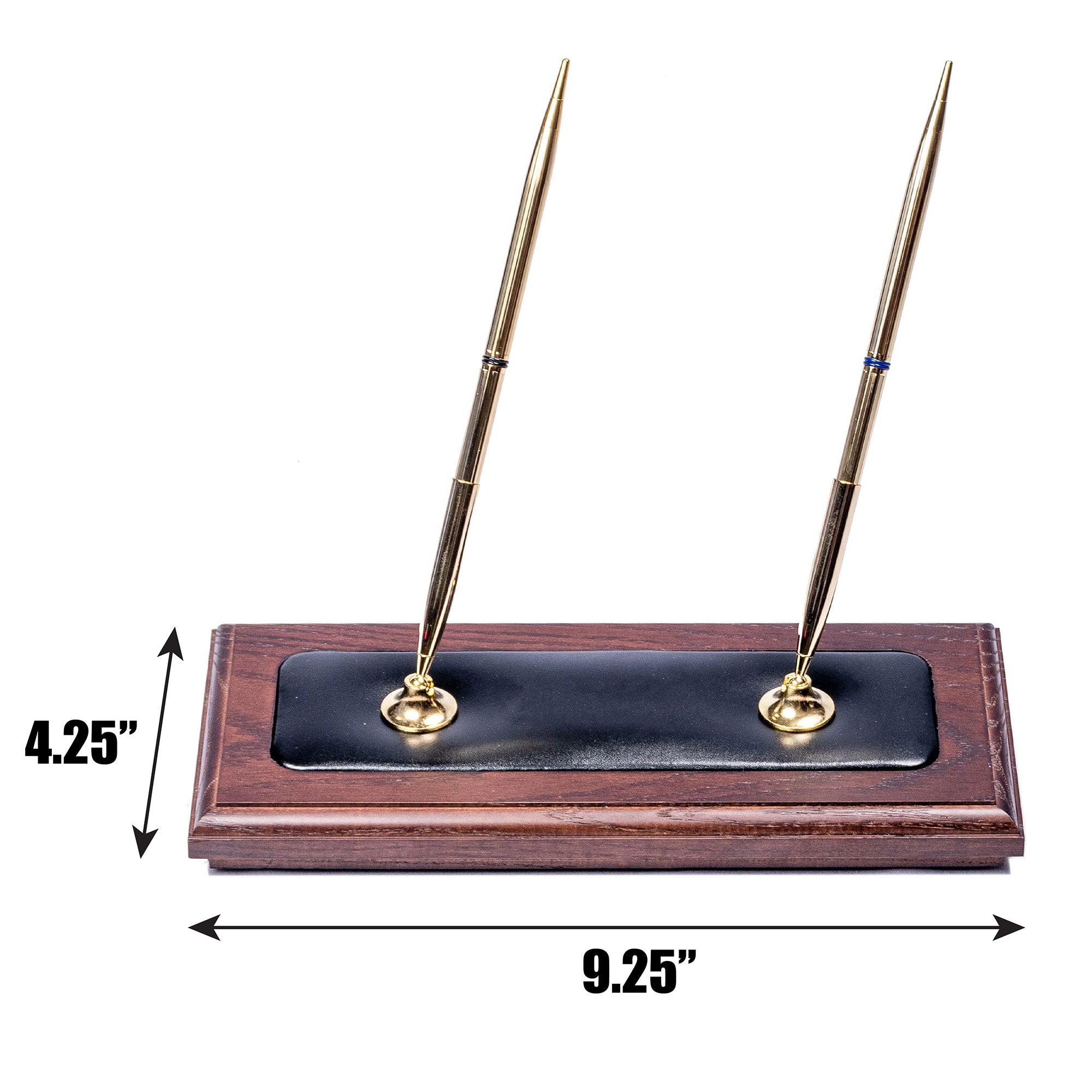 Walnut & Leather Double Pen Stand – The Elegant Office