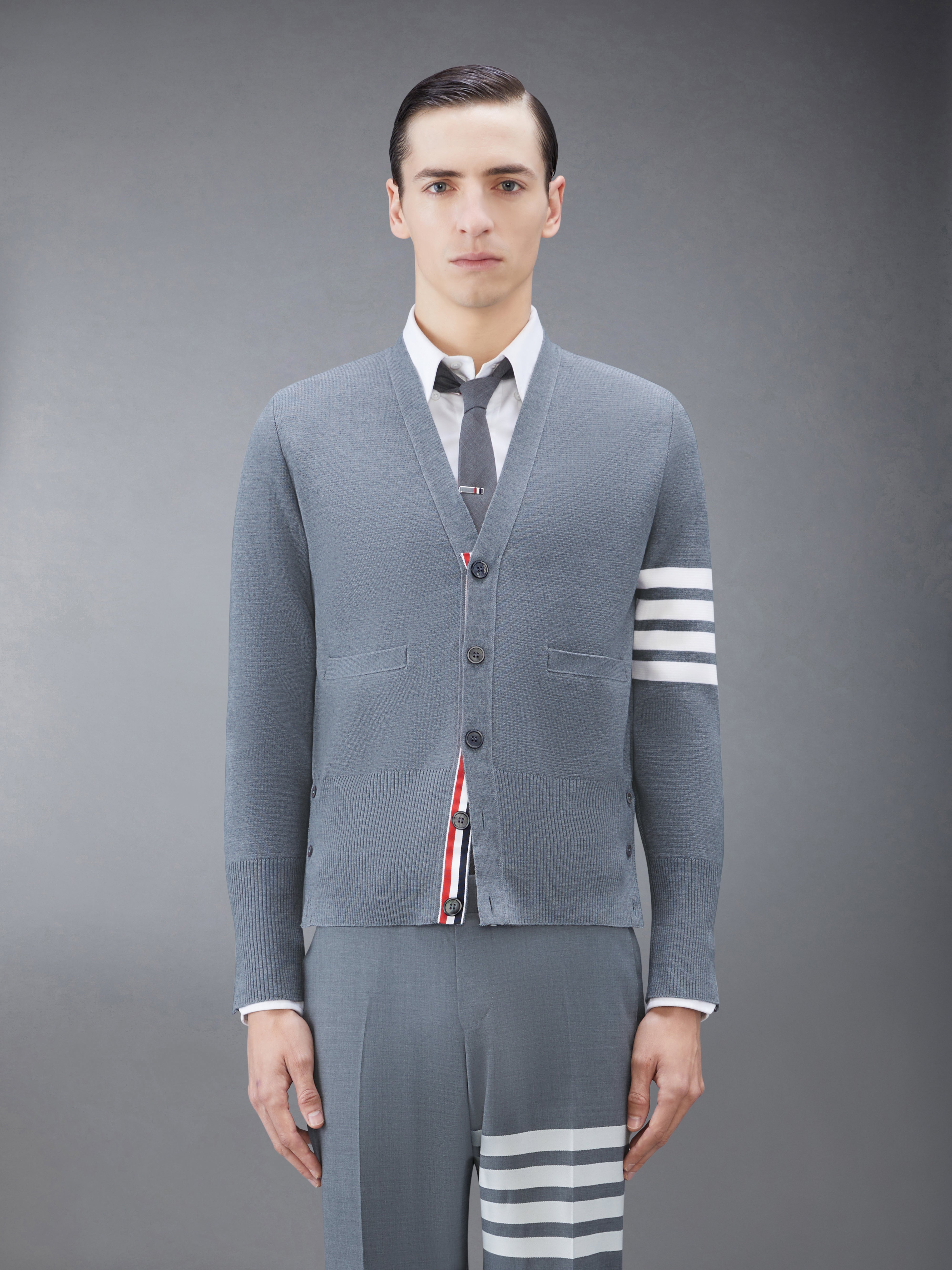 ウール 4BAR Vネック カーディガン | Thom Browne