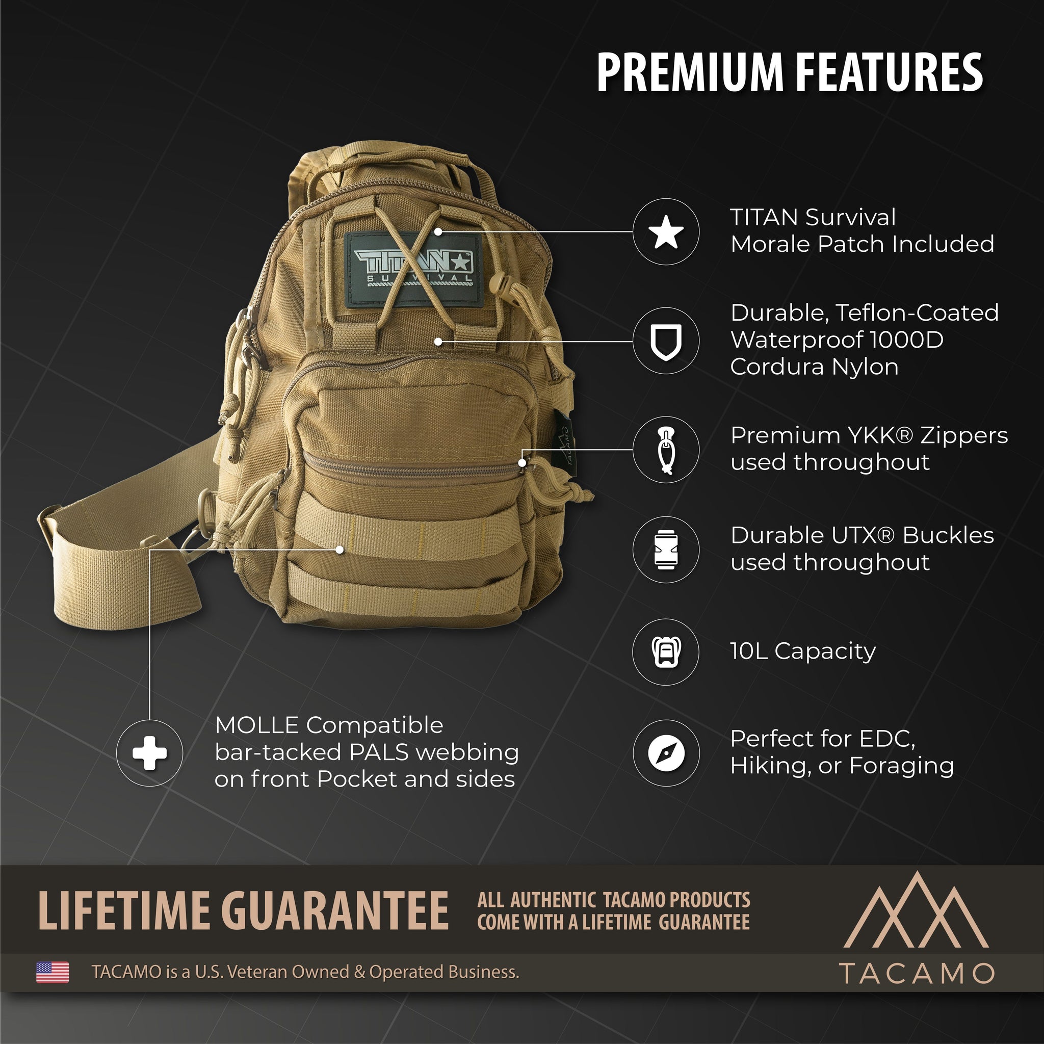 SB10 10L Tactical Crossbody Shoulder Bag | TITAN Survival