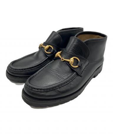中古・古着通販】GUCCI (グッチ) モカシンブーツ ブラック サイズ:22.5