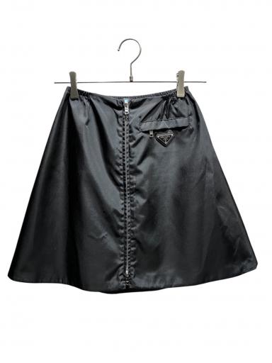 中古・古着通販】PRADA (プラダ) ジップフレアスカート ブラック