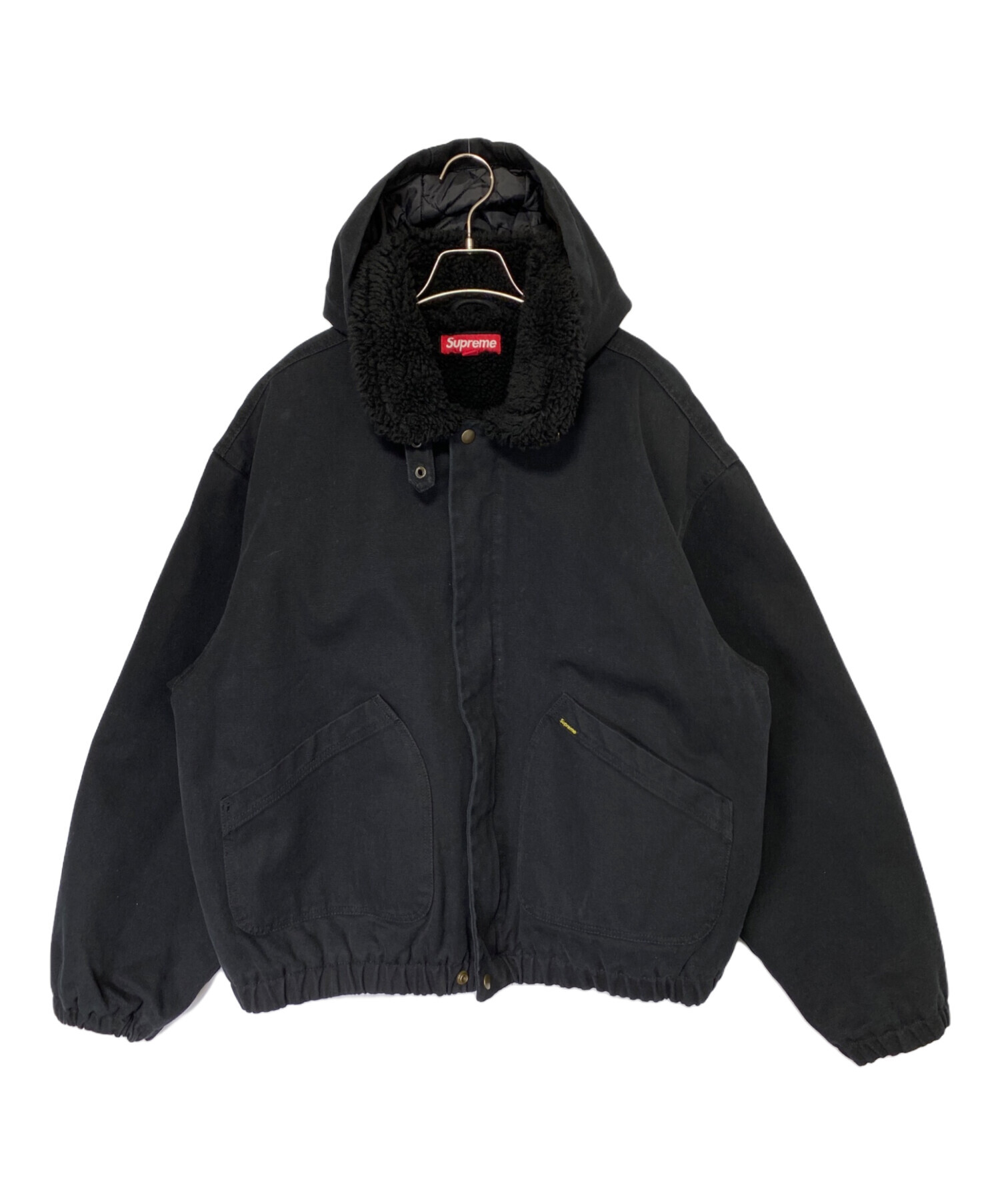 Supreme Faux Shearling Hooded Jacket (SS23) Black | Hype Clothinga