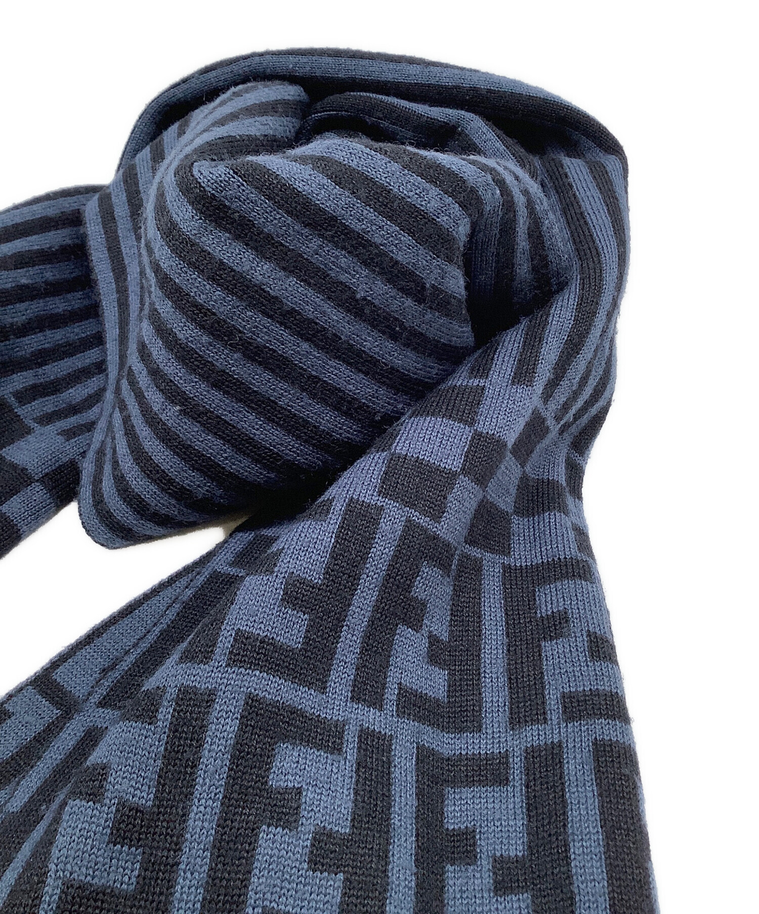 中古・古着通販】FENDI (フェンディ) マフラー ブラック×ブルー