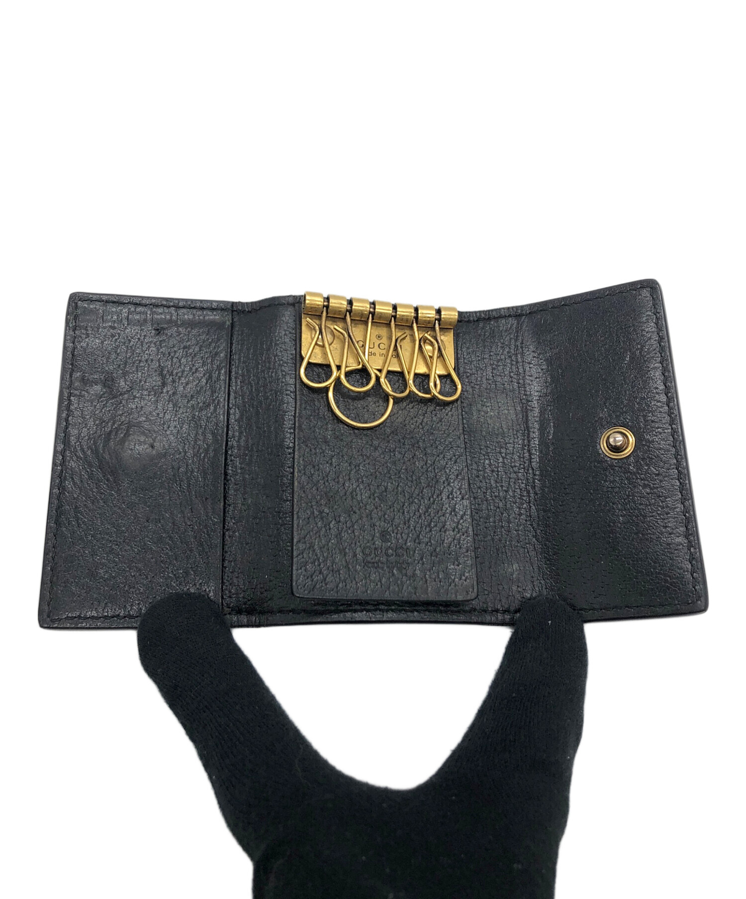中古・古着通販】GUCCI (グッチ) アニマルビー6連キーケース ブラック