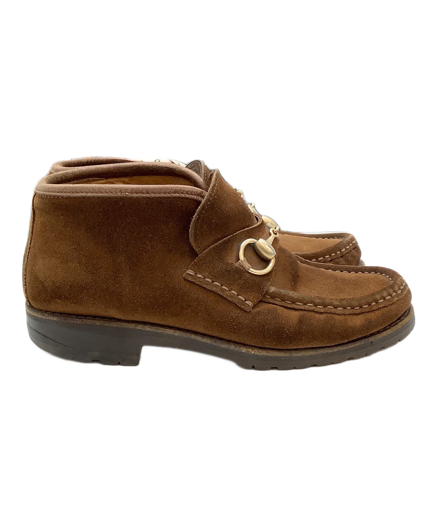中古・古着通販】GUCCI (グッチ) ホースビットモカシンブーツ ブラウン