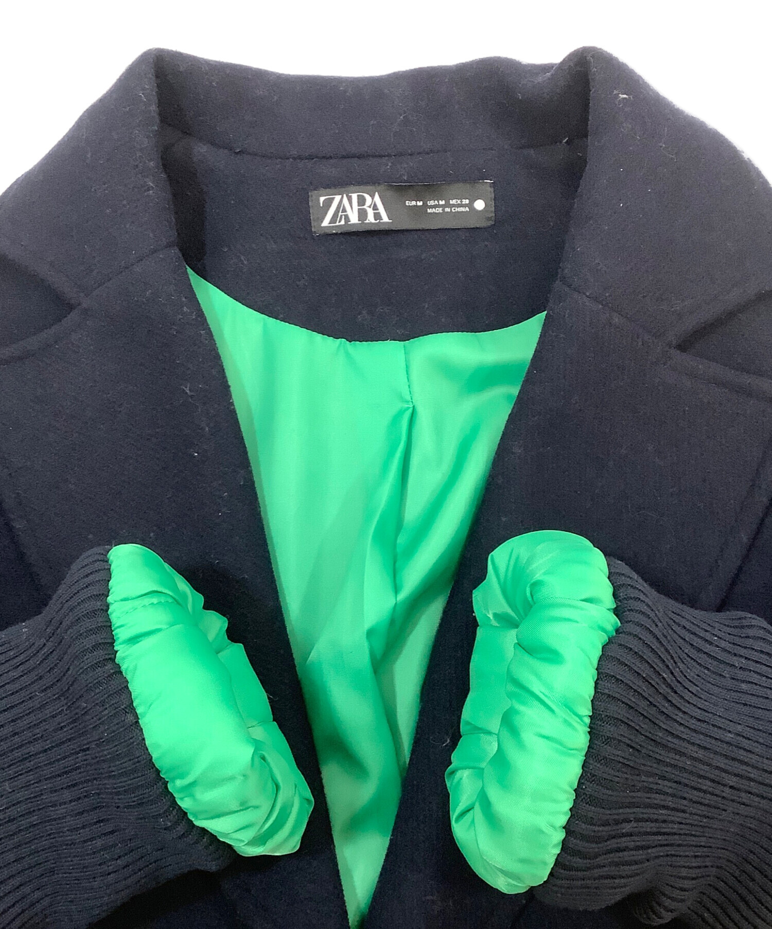 中古・古着通販】ZARA (ザラ) マッチングボンバーコート ネイビー