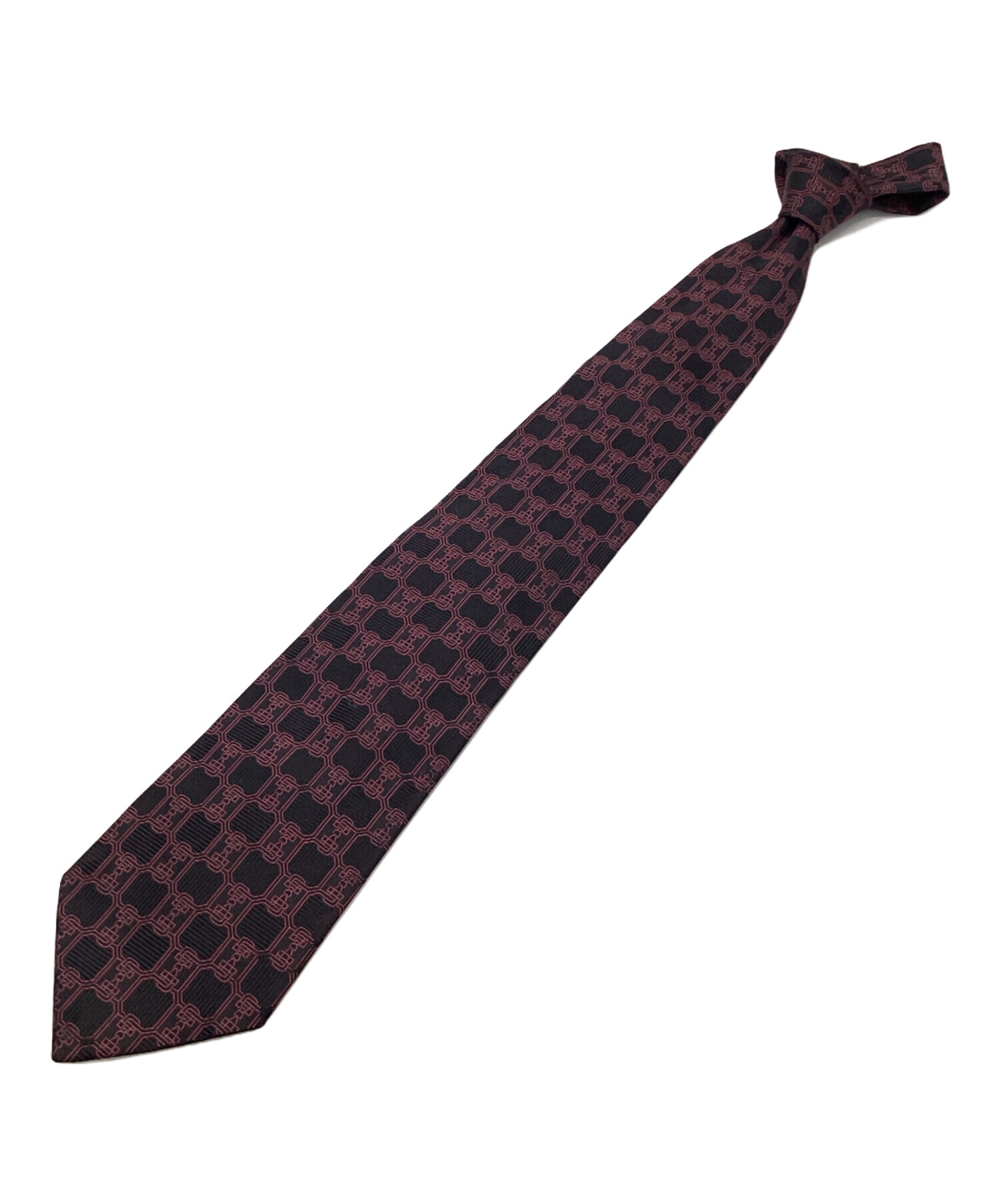 中古・古着通販】GUCCI (グッチ) シルクネクタイ ブラック×ピンク