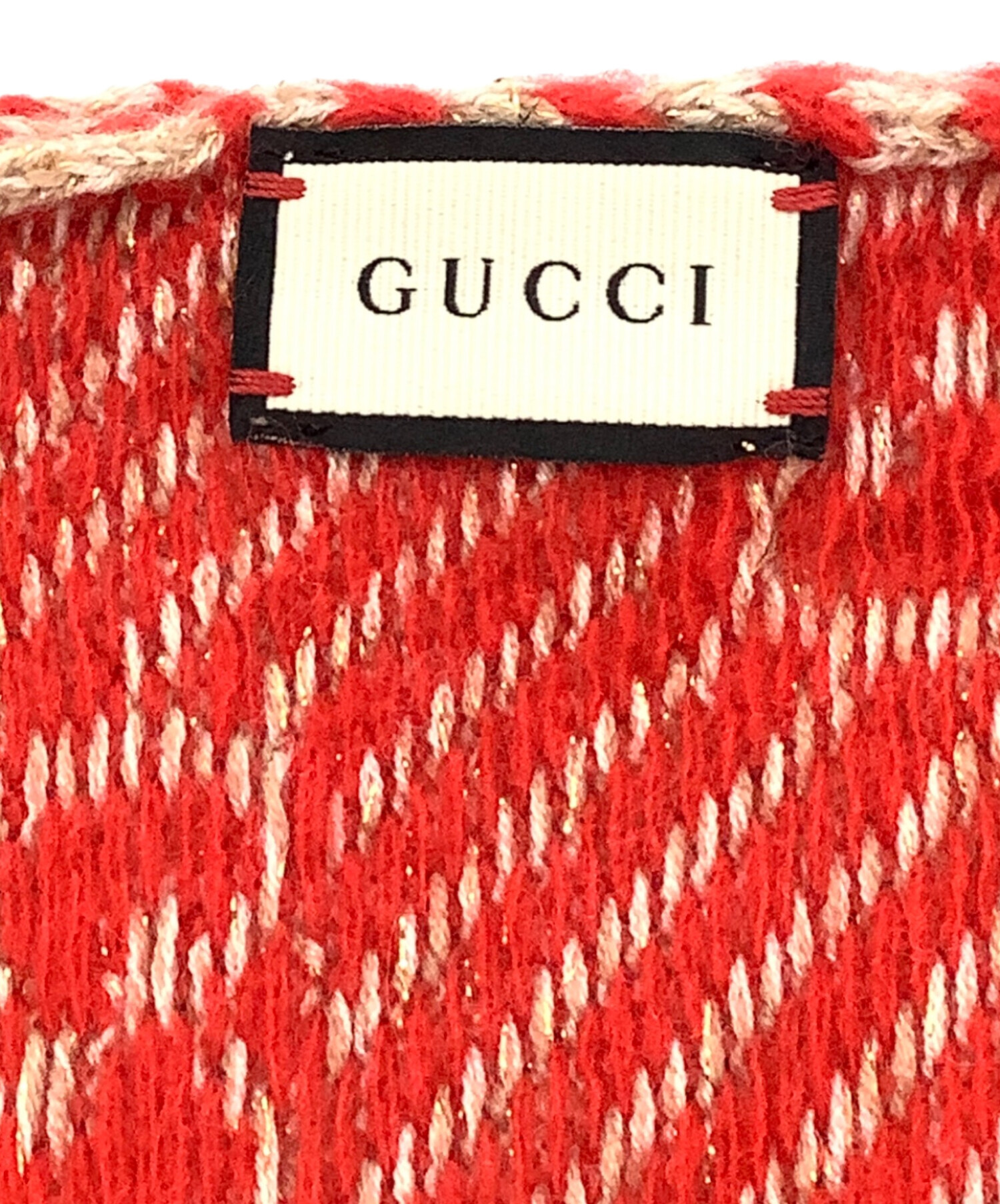 中古・古着通販】GUCCI (グッチ) マフラー レッド×ゴールドカラー