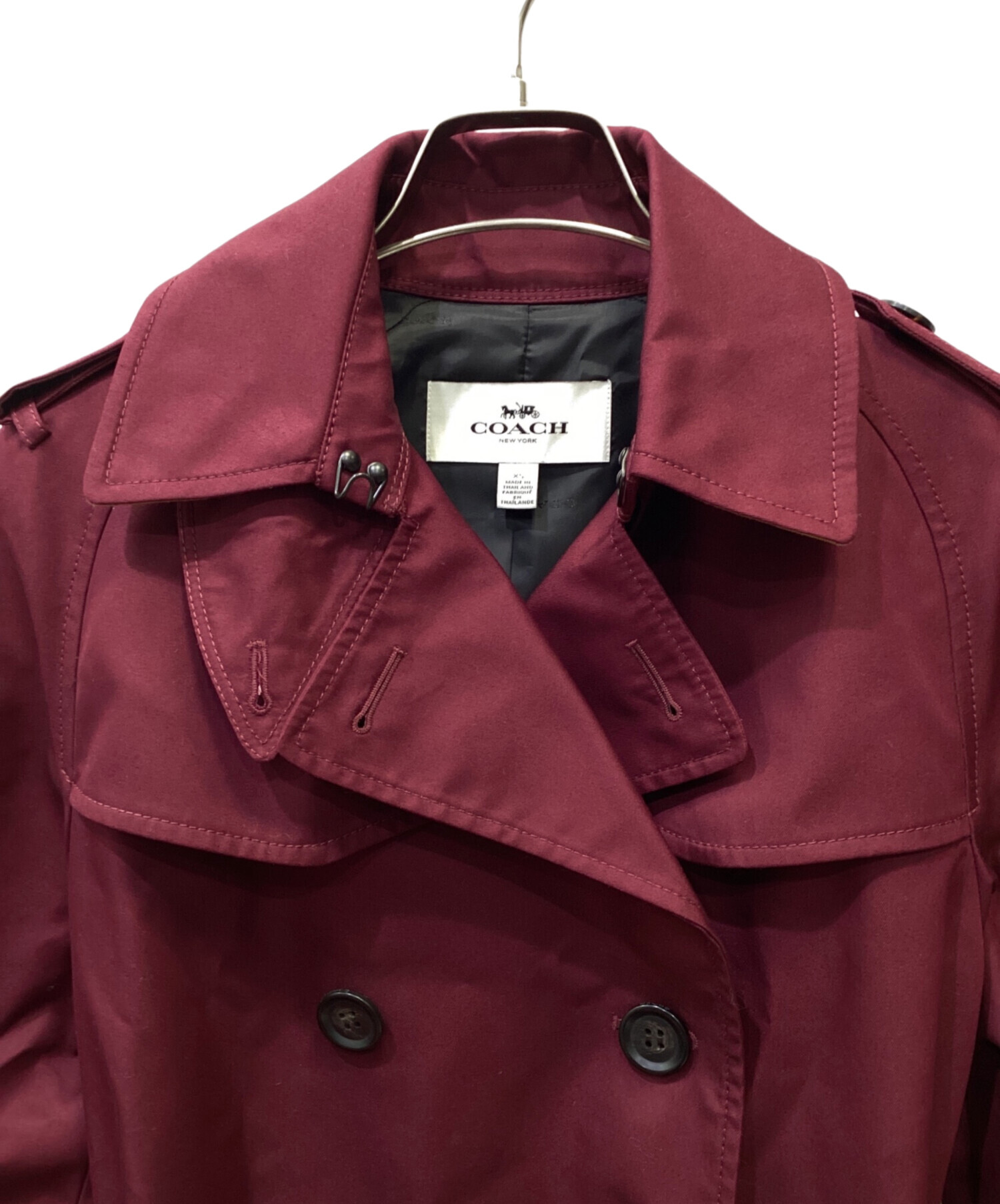 中古・古着通販】COACH (コーチ) トレンチコート ワインレッド サイズ