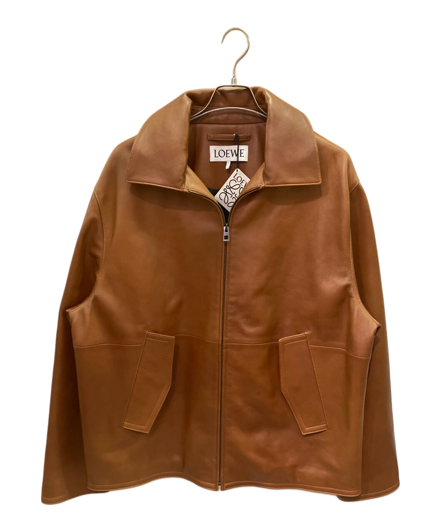 中古・古着通販】LOEWE (ロエベ) レザーフーデッドジャケット アース