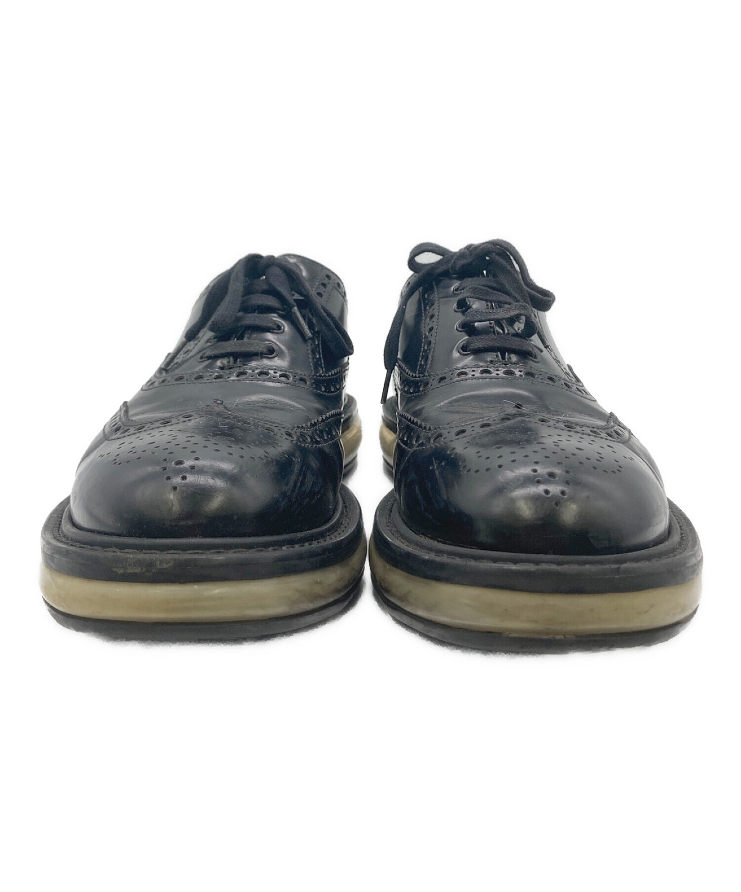 中古・古着通販】PRADA (プラダ) ウィングチップシューズ ブラック