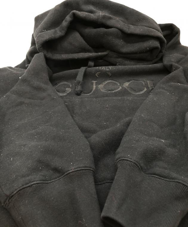 中古・古着通販】GUCCI (グッチ) テニス刺繍ロゴフーディー ブラック