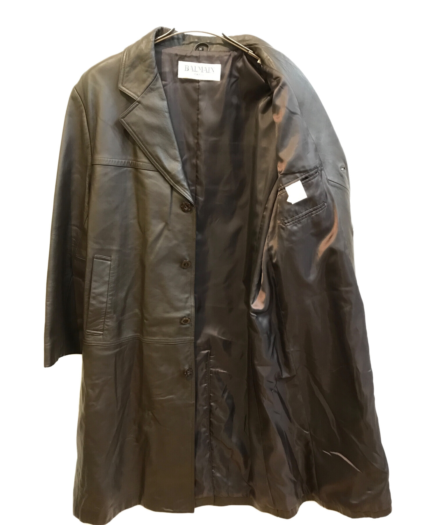 中古・古着通販】BALMAIN (バルマン) ラムレザーコート ブラウン