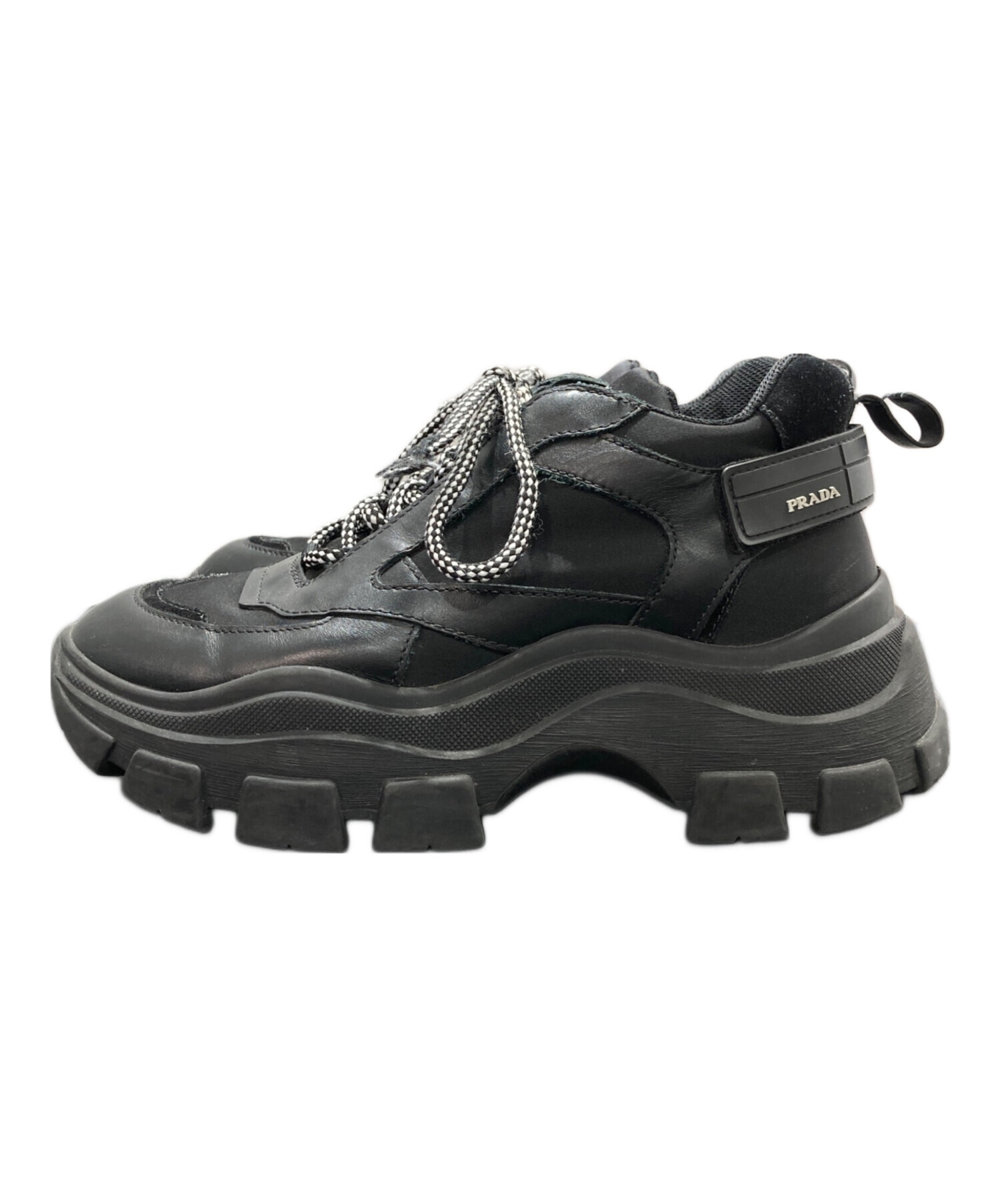 中古・古着通販】PRADA (プラダ) ペガサス レザースニーカー ブラック