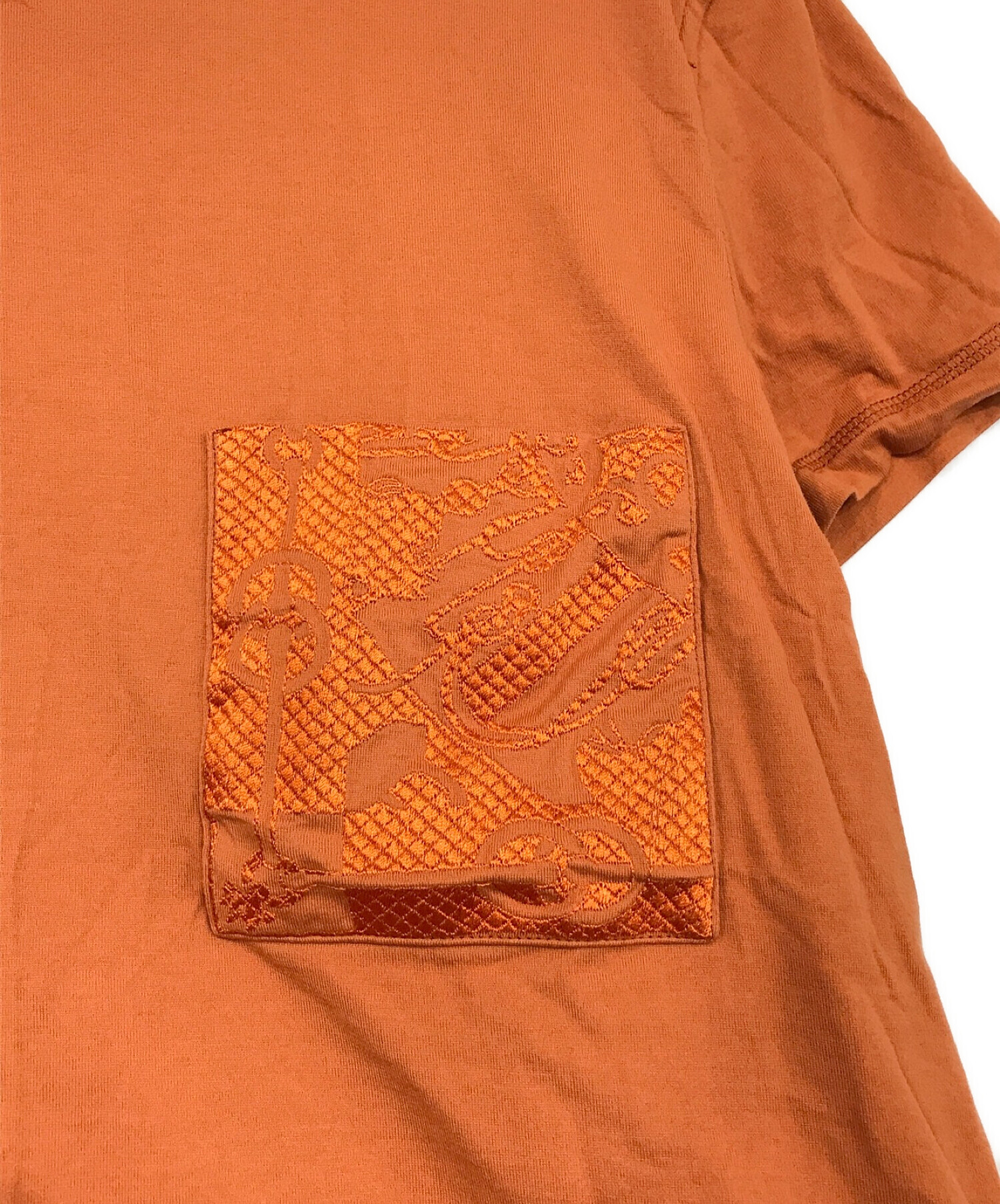中古・古着通販】HERMES (エルメス) ポケットTシャツ オレンジ サイズ