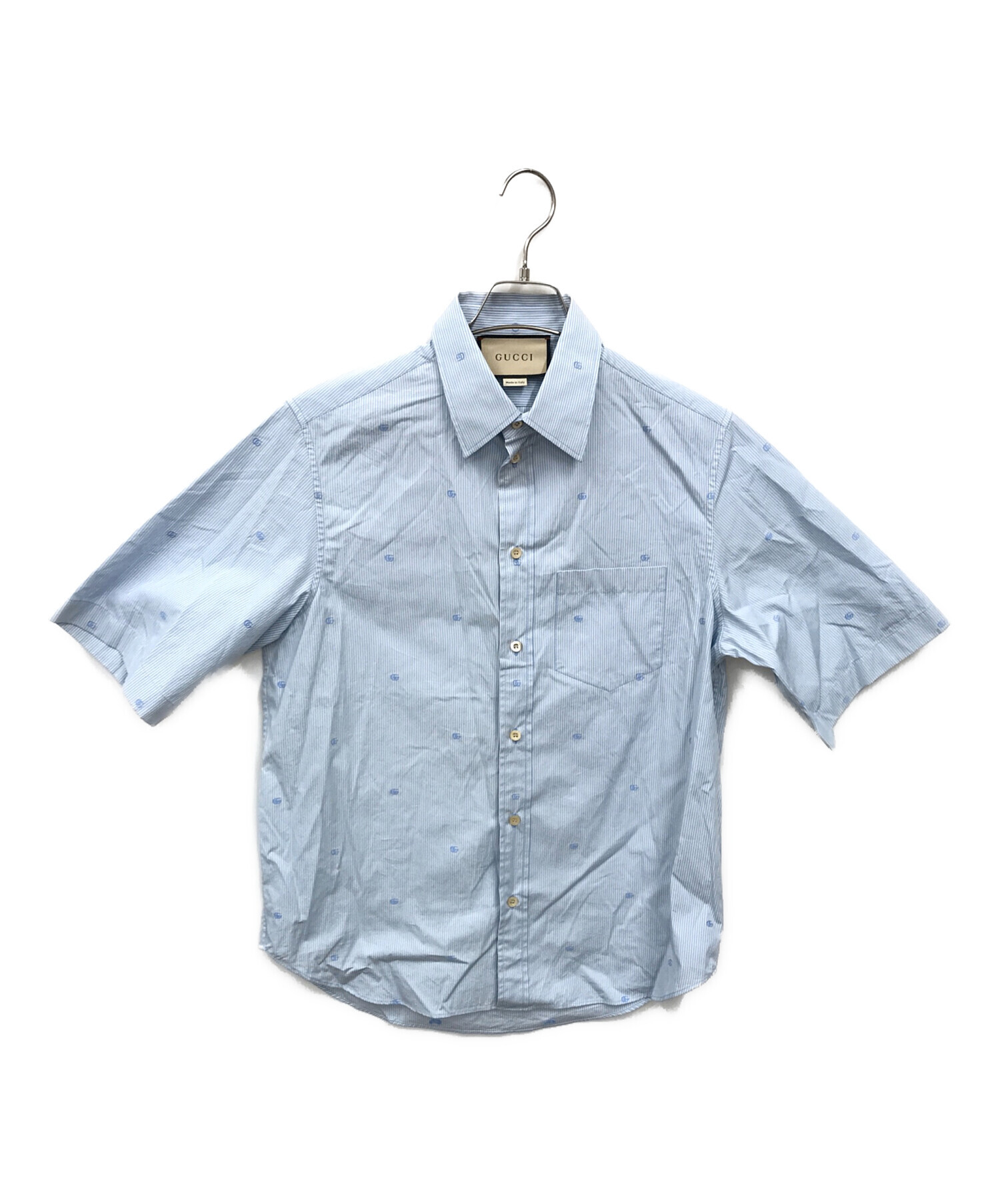 中古・古着通販】GUCCI (グッチ) GGコットンストライプシャツ スカイ