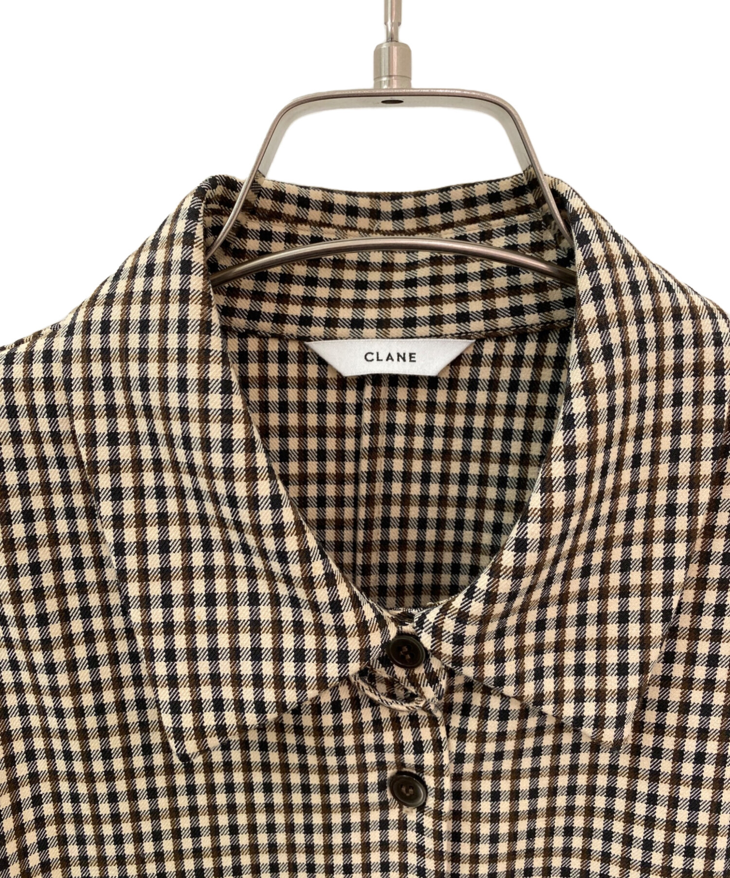中古・古着通販】CLANE (クラネ) POWER SHOULDER CHECK SHIRT ONEPIECE