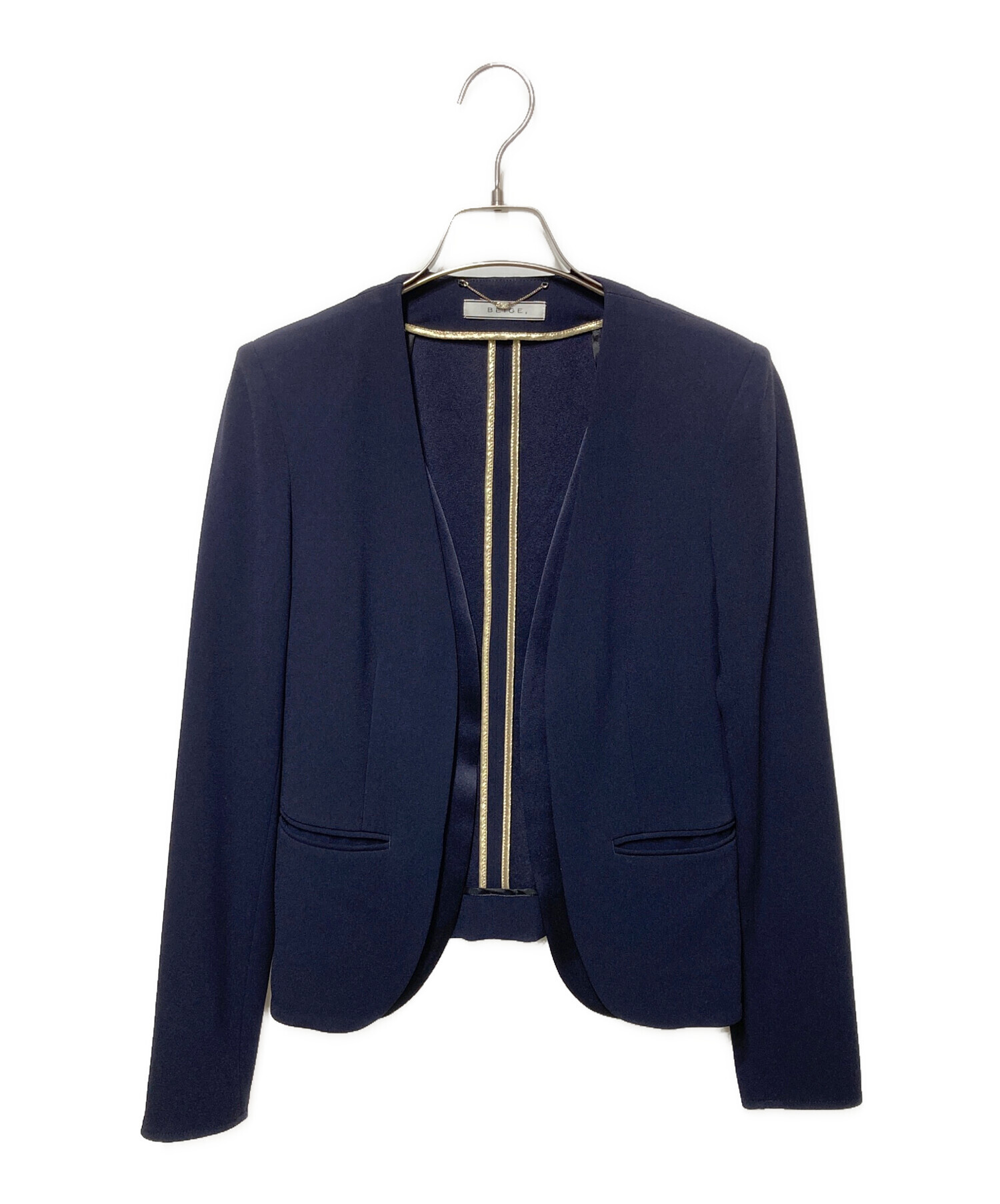 中古・古着通販】BEIGE (ベイジ) CINDY ノーカラージャケット ネイビー