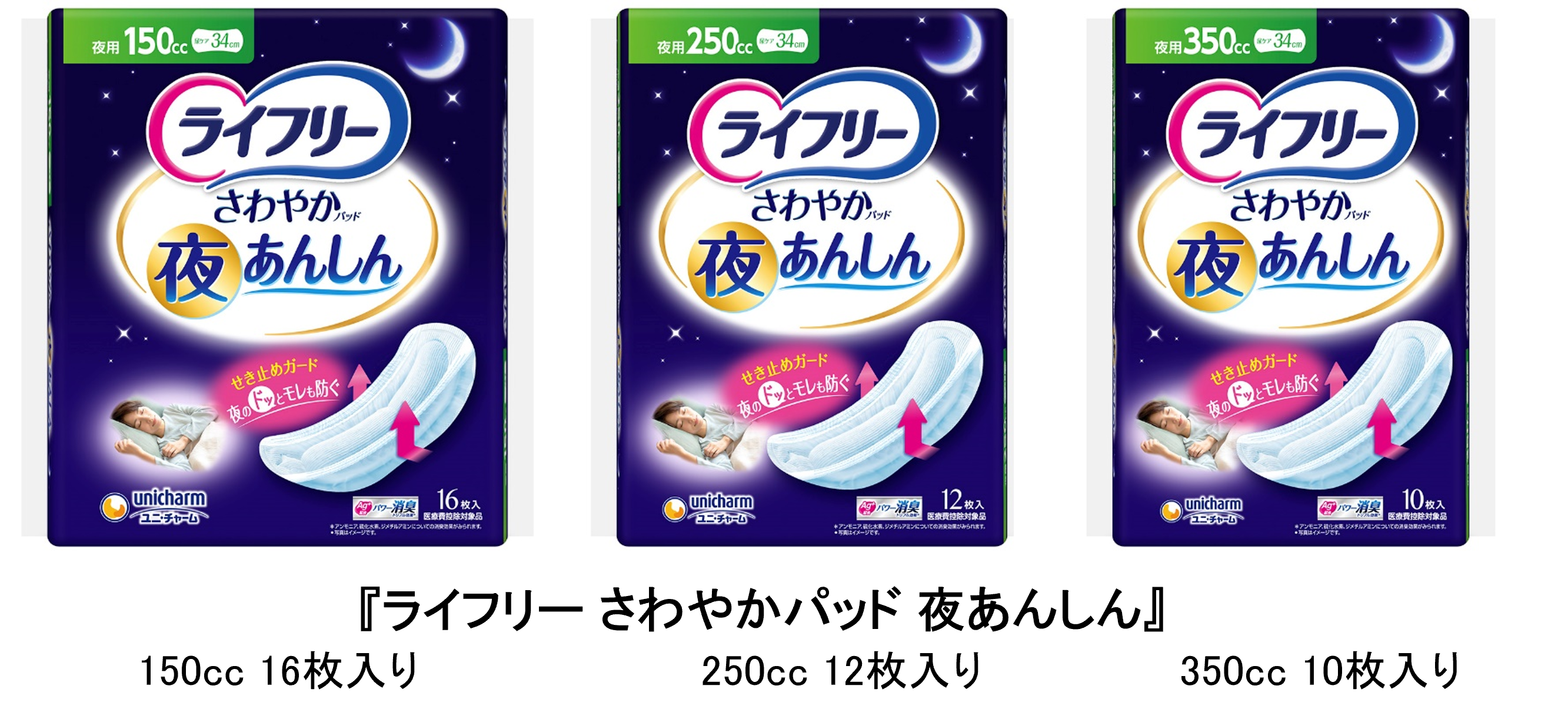 夜専用の軽度失禁ケア用品、「ライフリー さわやかパッド 夜あんしん
