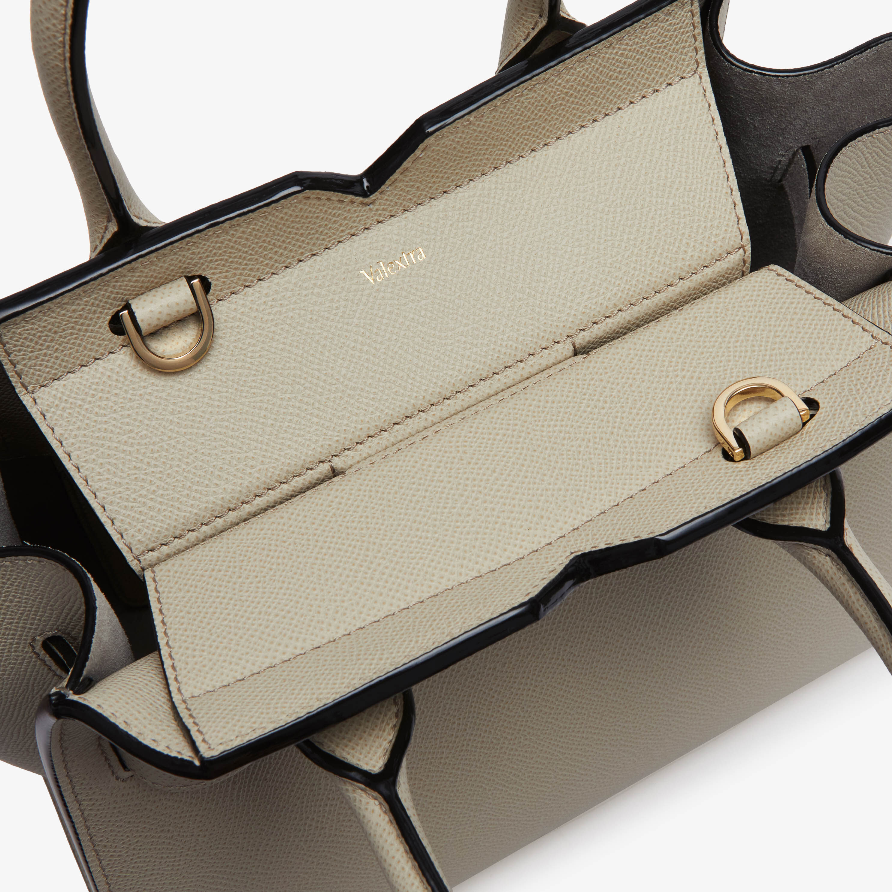 Women's Light Gray Leather Luxury two handles mini bag | Valextra