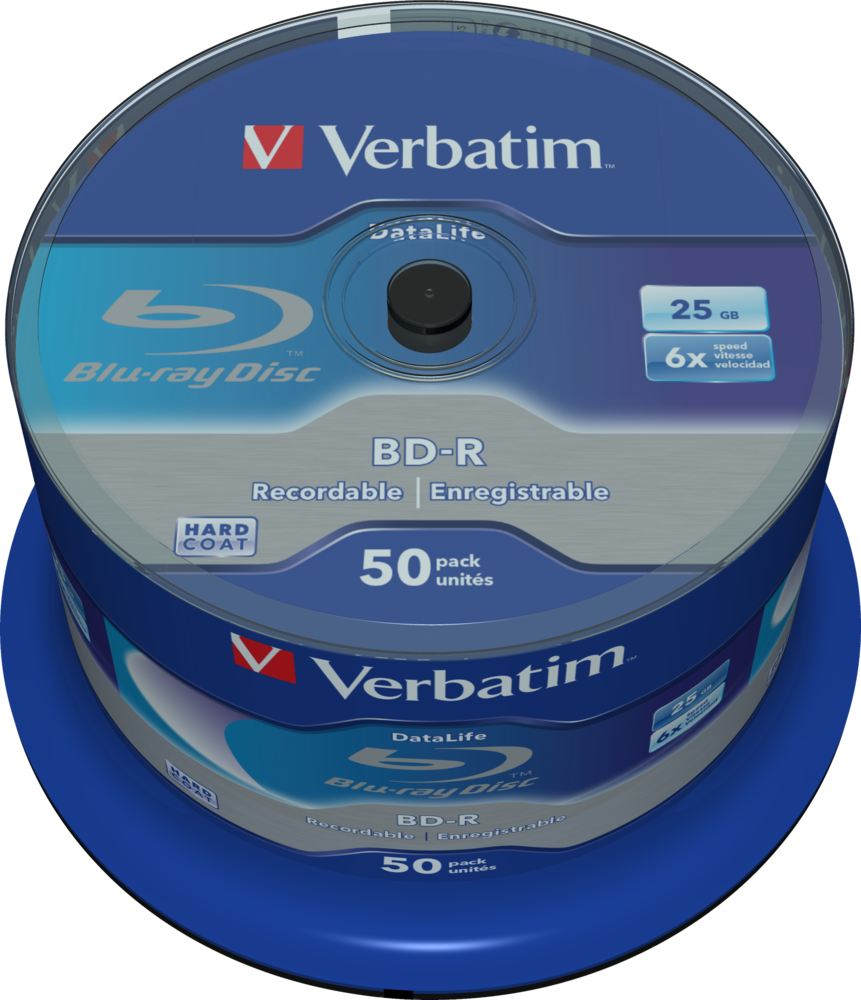 Blu-Ray BD-R | BD-R Datalife 25GB 6x 50 Paket Mil | Verbatim