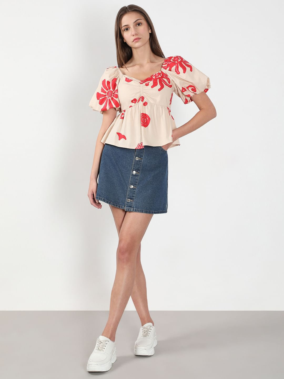 トップス andmary Sharon ribbon tops gray AM1517 ANDMARY】Sharon