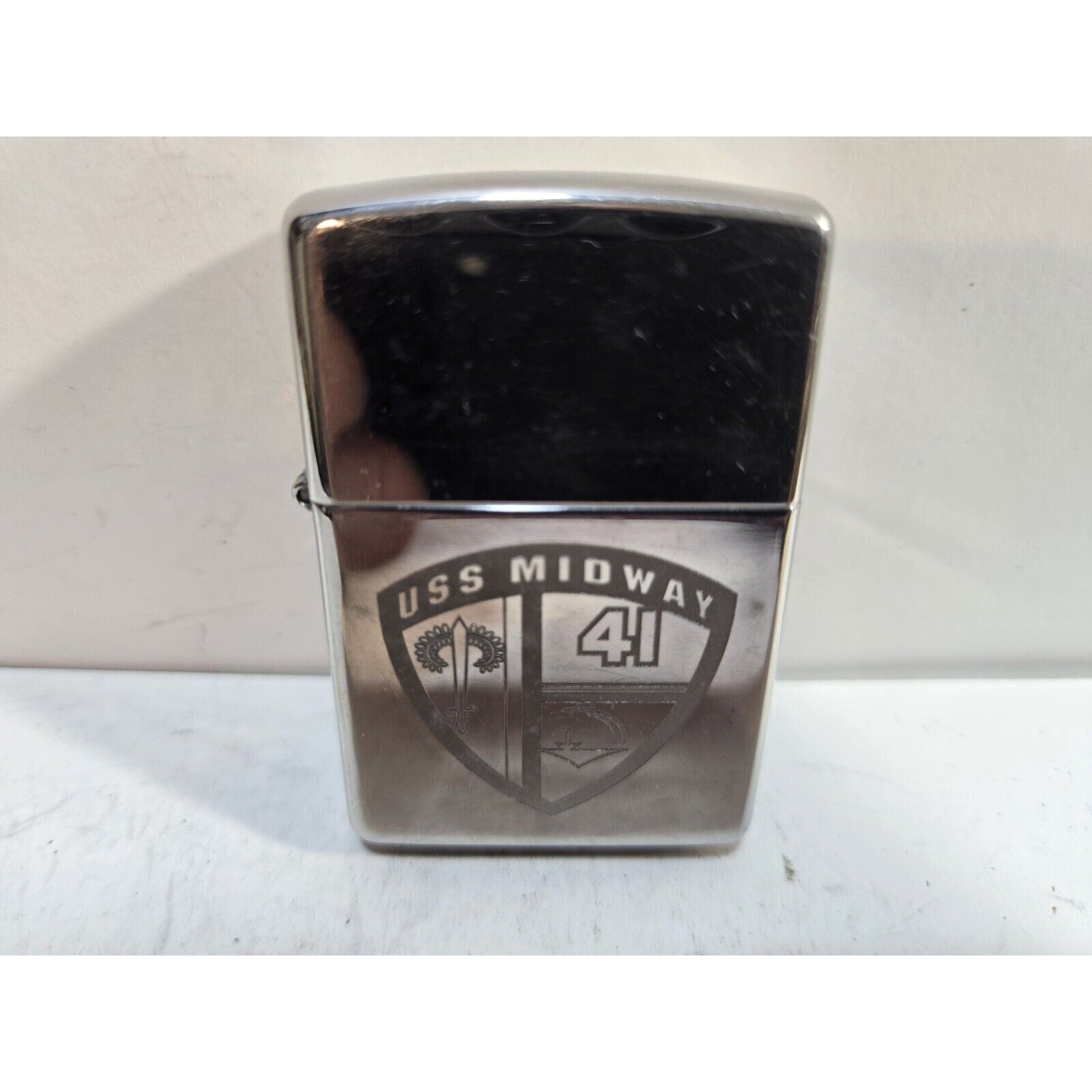Working Zippo Lighter USS Midway Shield Design CVA 41 US Navy 7274