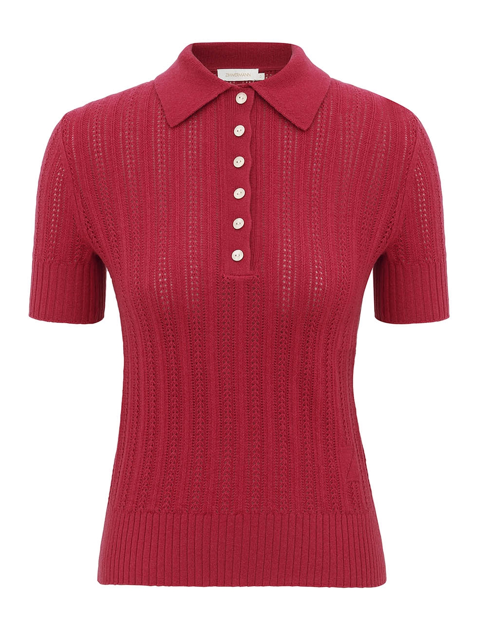 Ribbed Knit Polo Fuchsia Online | Zimmermann