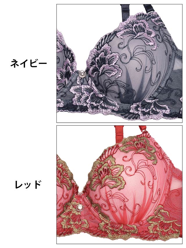 3点セット】ノーブルシアーフローラブラジャー&フルバック&Tバック
