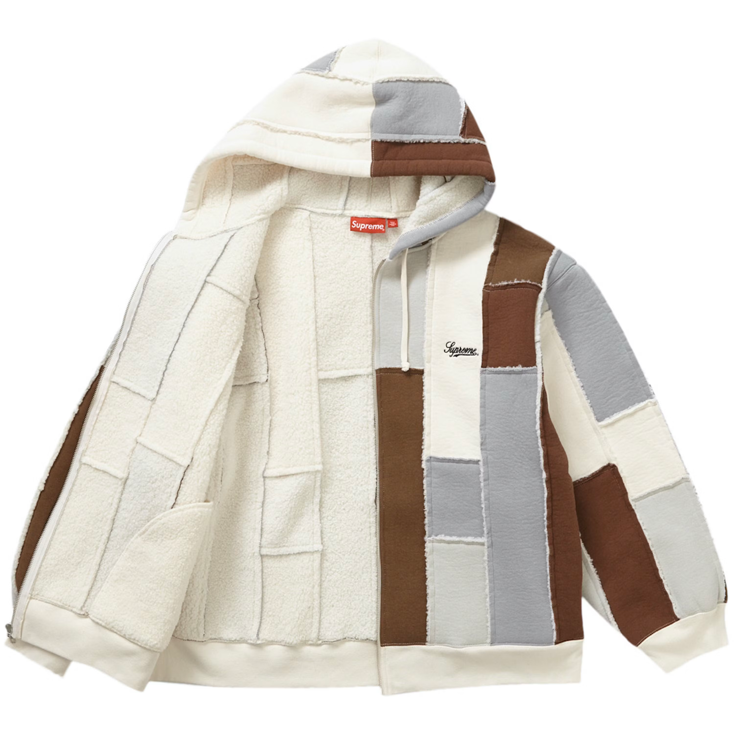 Supreme Faux Shearling Patchwork Zip Up Hoodie – WyCo Vintage Broadway