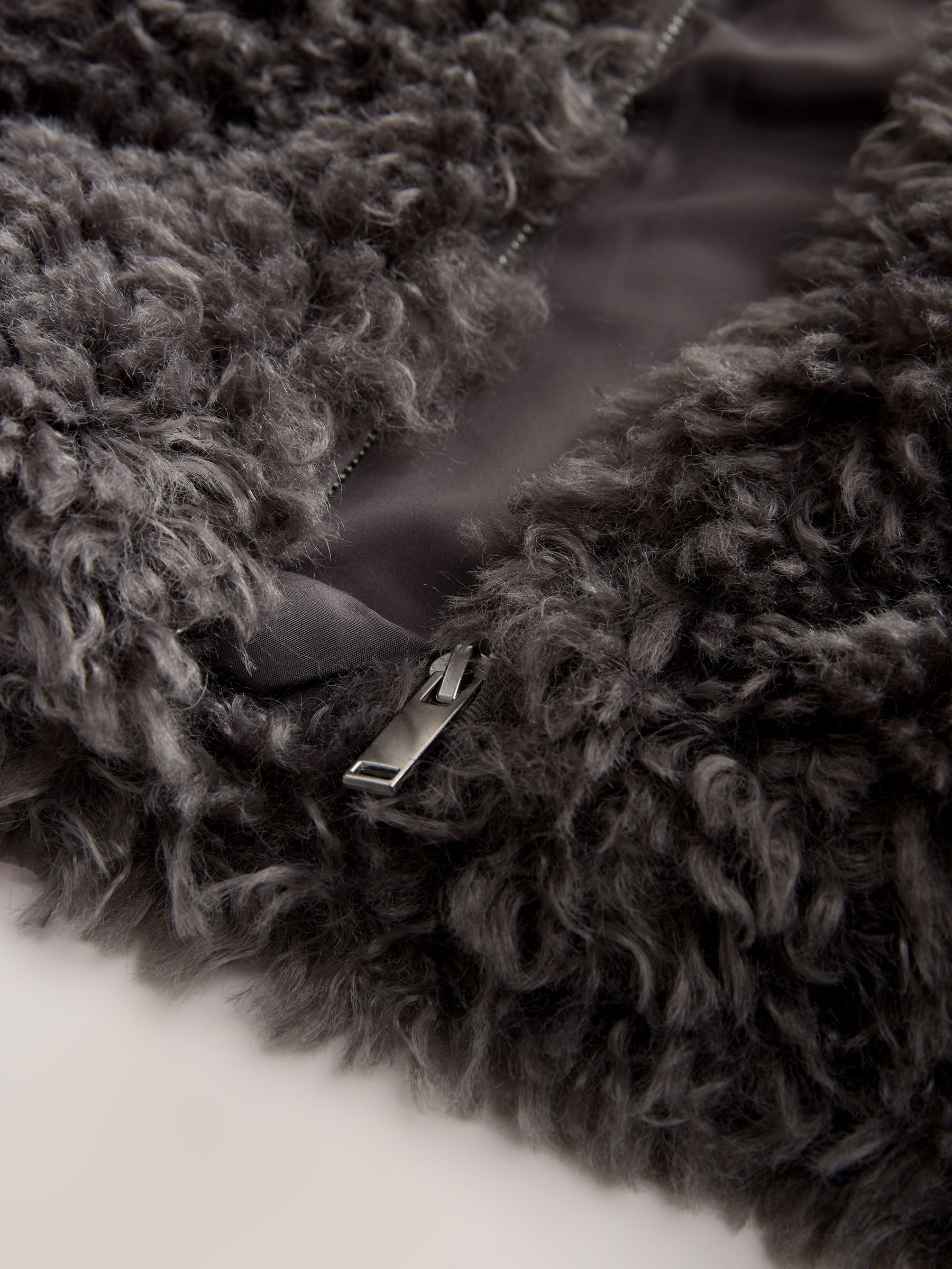 Buy Grey Funnel Neck Zip Through Faux Fur Jacket from Next USA