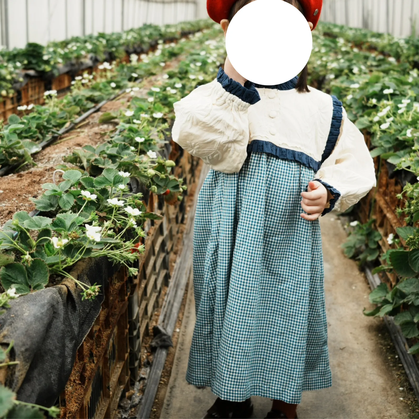 小旭市集] Bonjour Diary - Ines Dress - Blue Vichy Check - 4y / 110cm