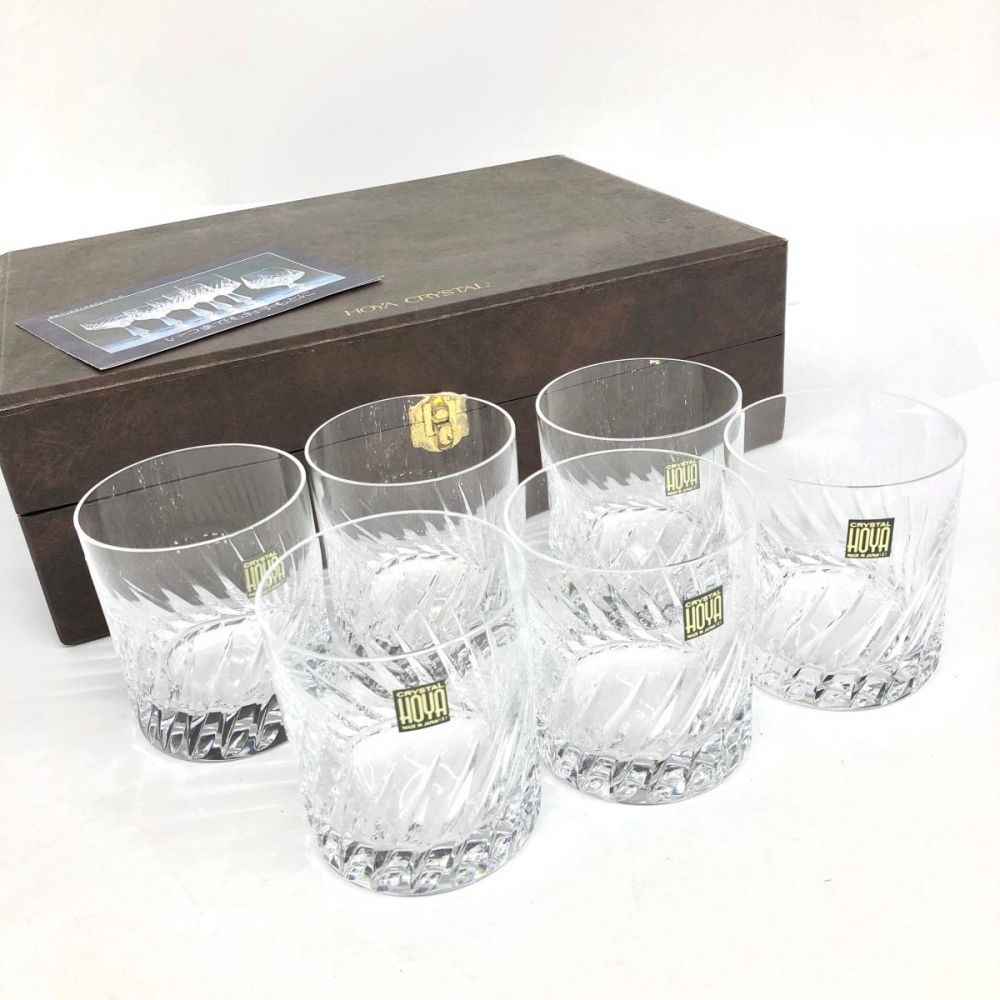 ホヤクリスタル/ロックグラス/カッティング/6客セット/箱付の高価買取