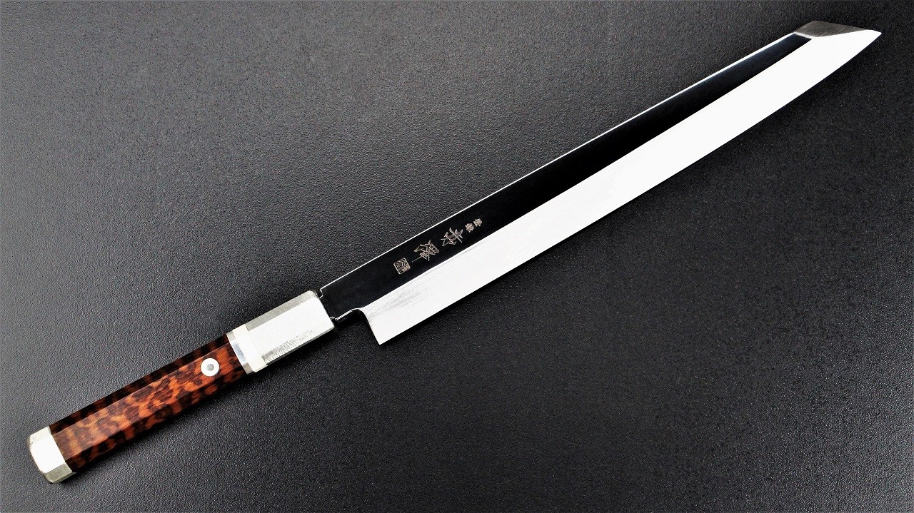 Yanagi Knife 柳葉刀鋪 . Akazawa ZDP189 Mirror Honyaki Kengata with
