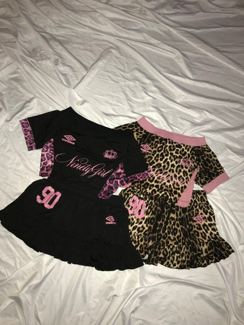 9090girl × umbro Leopard Off Shoulder Tee – YZ