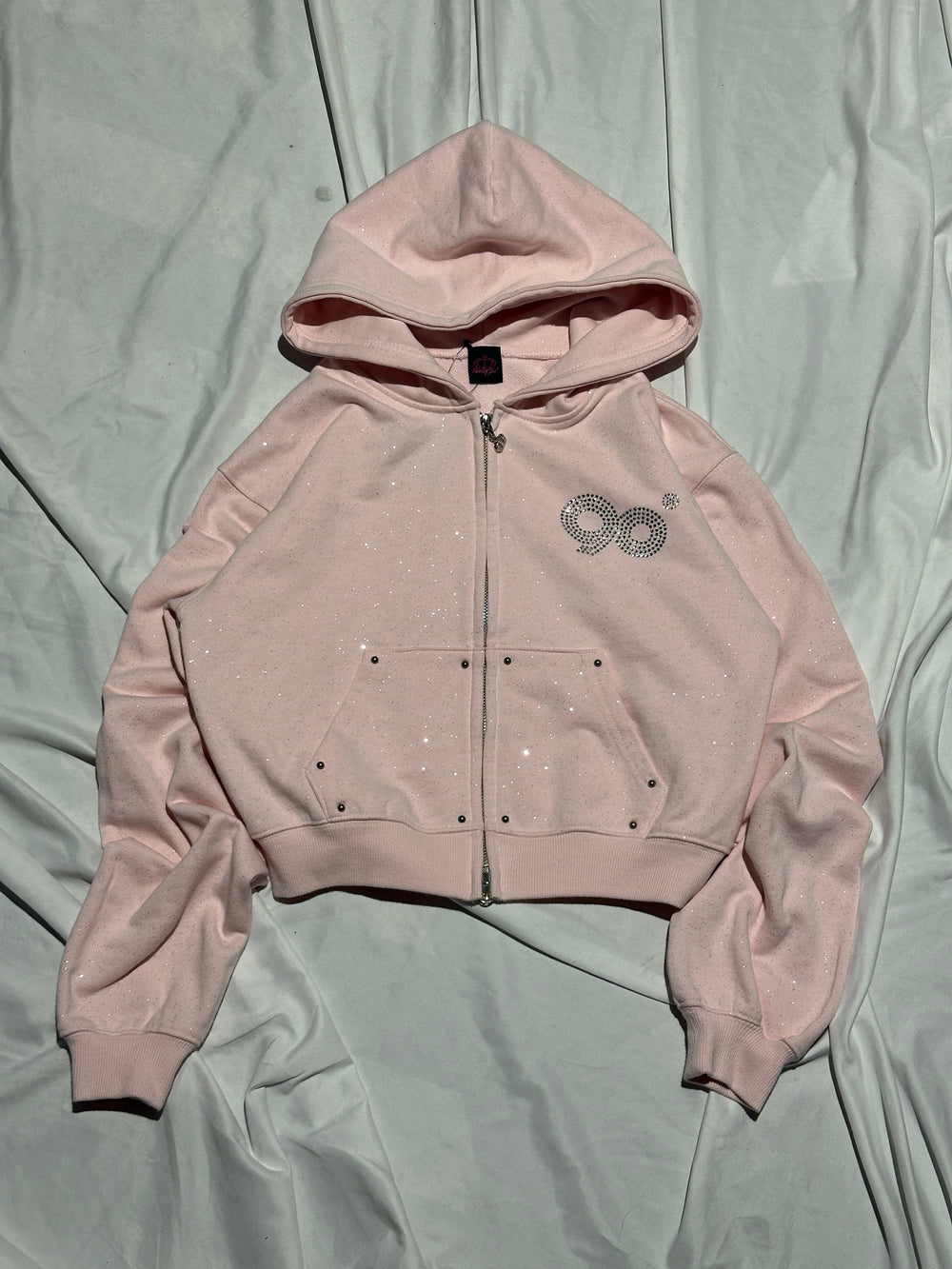 90 Logo Glitter Light Zip Hoodie【9090girl】 – YZ