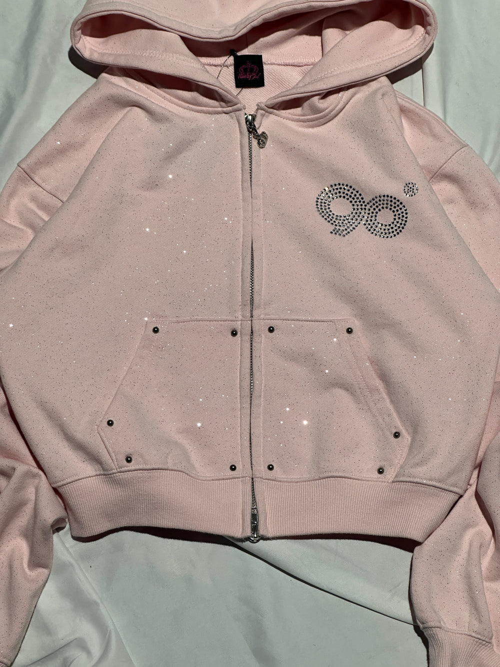 90 Logo Glitter Light Zip Hoodie【9090girl】 – YZ
